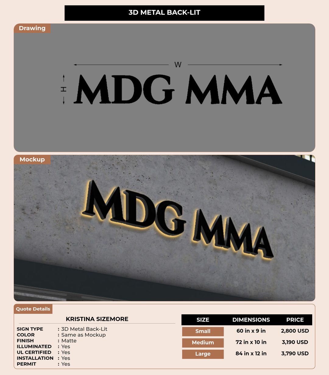 CUSTOM MOCKUP SIGN FOR Kristina Sizemore