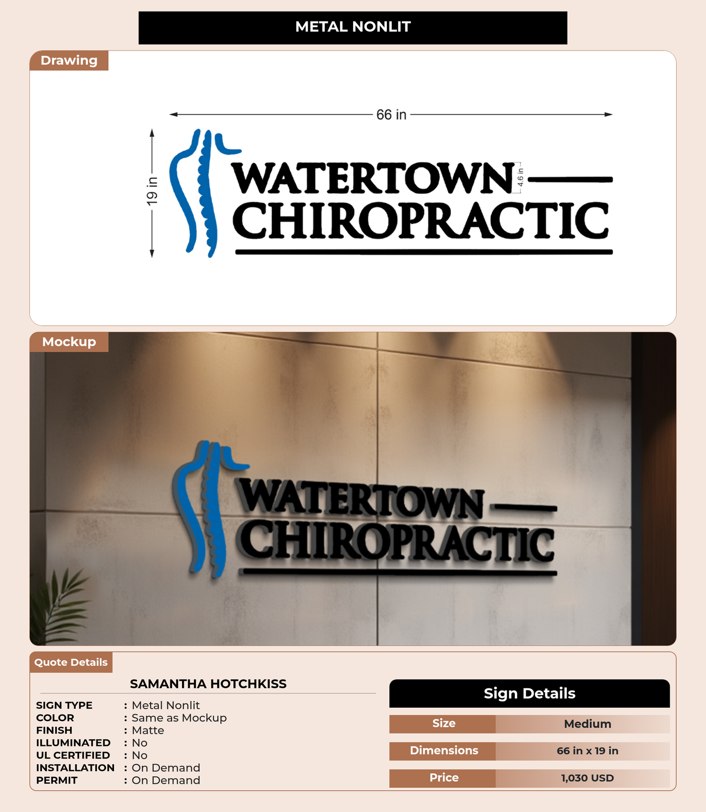 CUSTOM MOCKUP SIGN FOR Samantha Hotchkiss