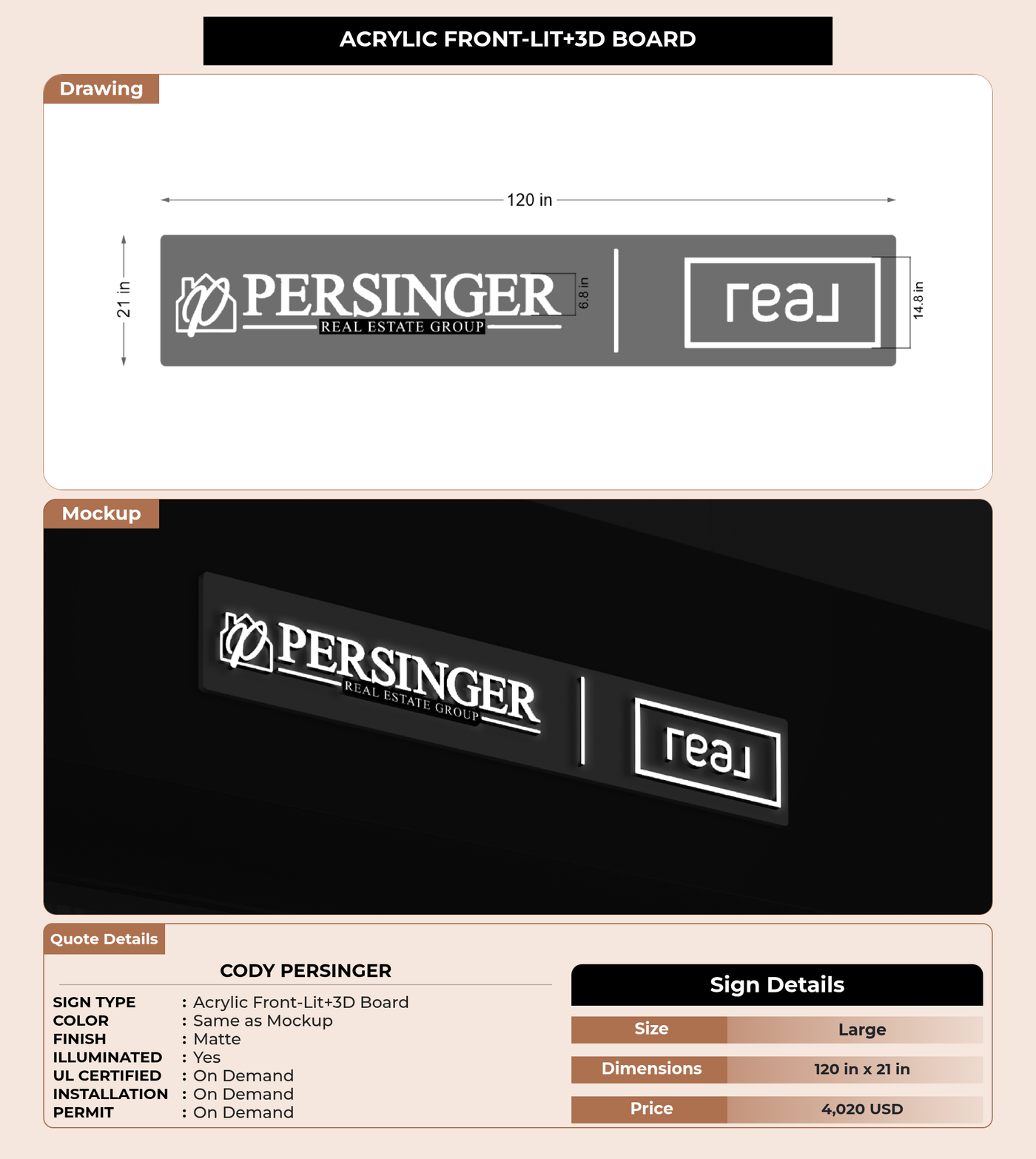 CUSTOM MOCKUP SIGN FOR Cody Persinger