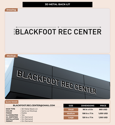 CUSTOM MOCKUP SIGN FOR blackfoot.rec.center@gmail.com
