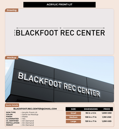 CUSTOM MOCKUP SIGN FOR blackfoot.rec.center@gmail.com
