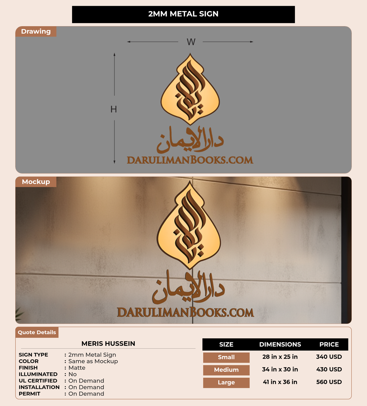 CUSTOM MOCKUP SIGN FOR Meris Hussein