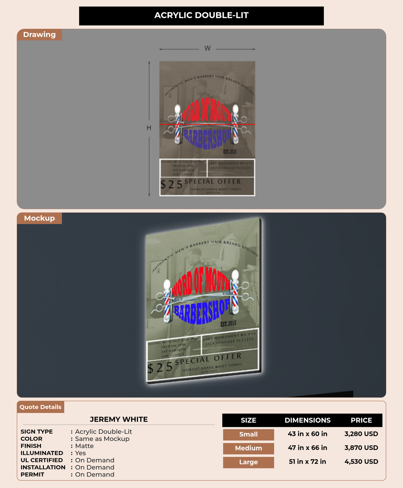 CUSTOM MOCKUP SIGN FOR Jeremy White