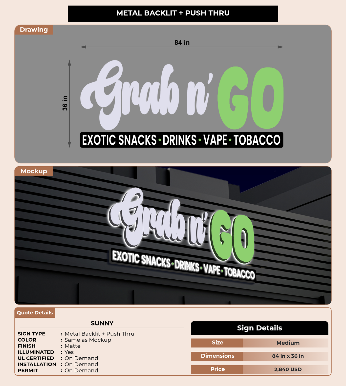 CUSTOM MOCKUP SIGN FOR Sunny