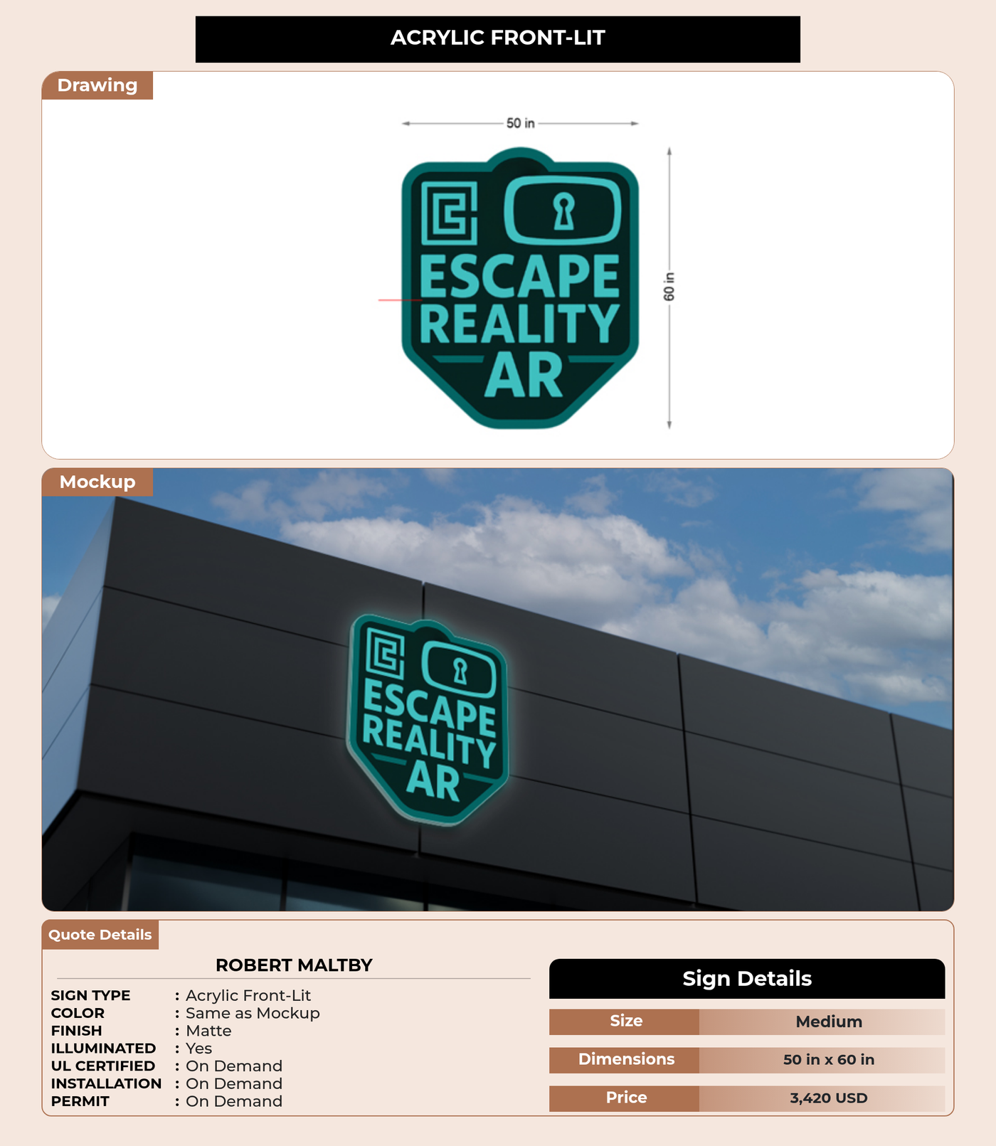 CUSTOM MOCKUP SIGN FOR robert maltby