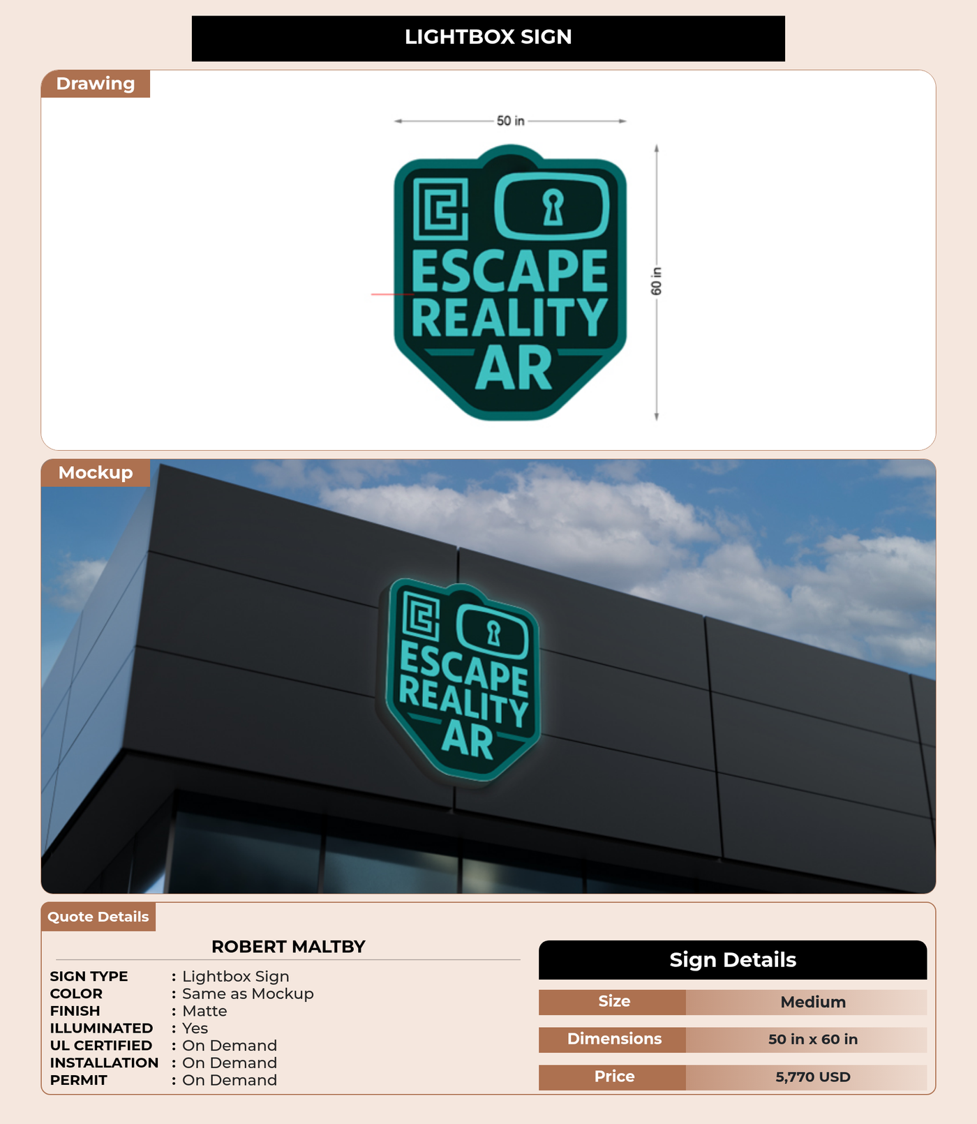 CUSTOM MOCKUP SIGN FOR robert maltby