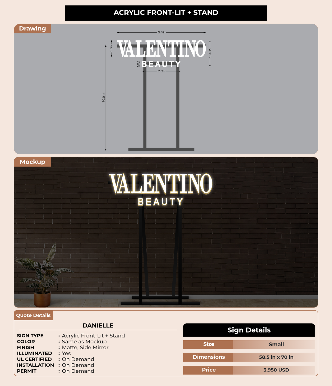 CUSTOM MOCKUP SIGN FOR Danielle