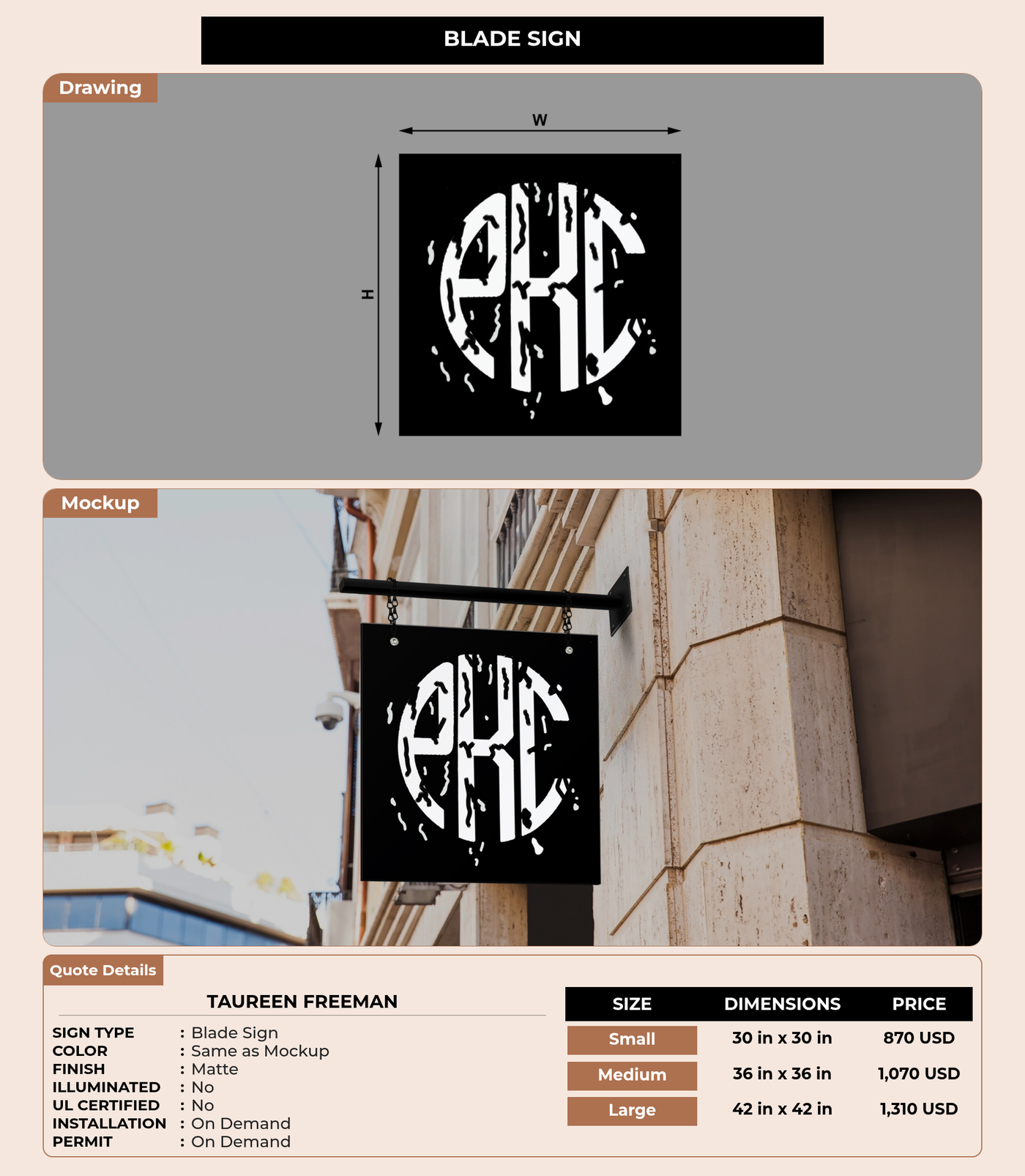 CUSTOM MOCKUP SIGN FOR Taureen freeman