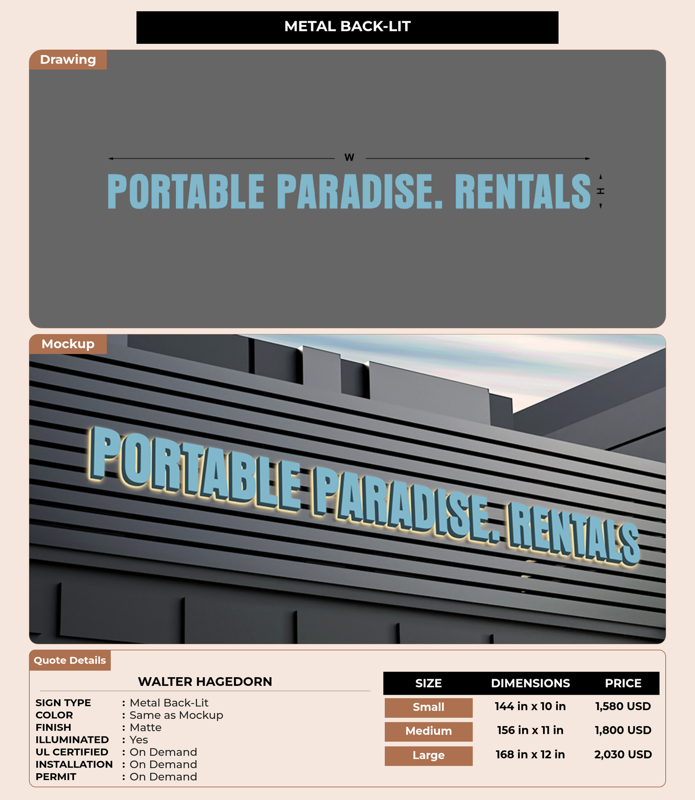 CUSTOM MOCKUP SIGN FOR Walter Hagedorn