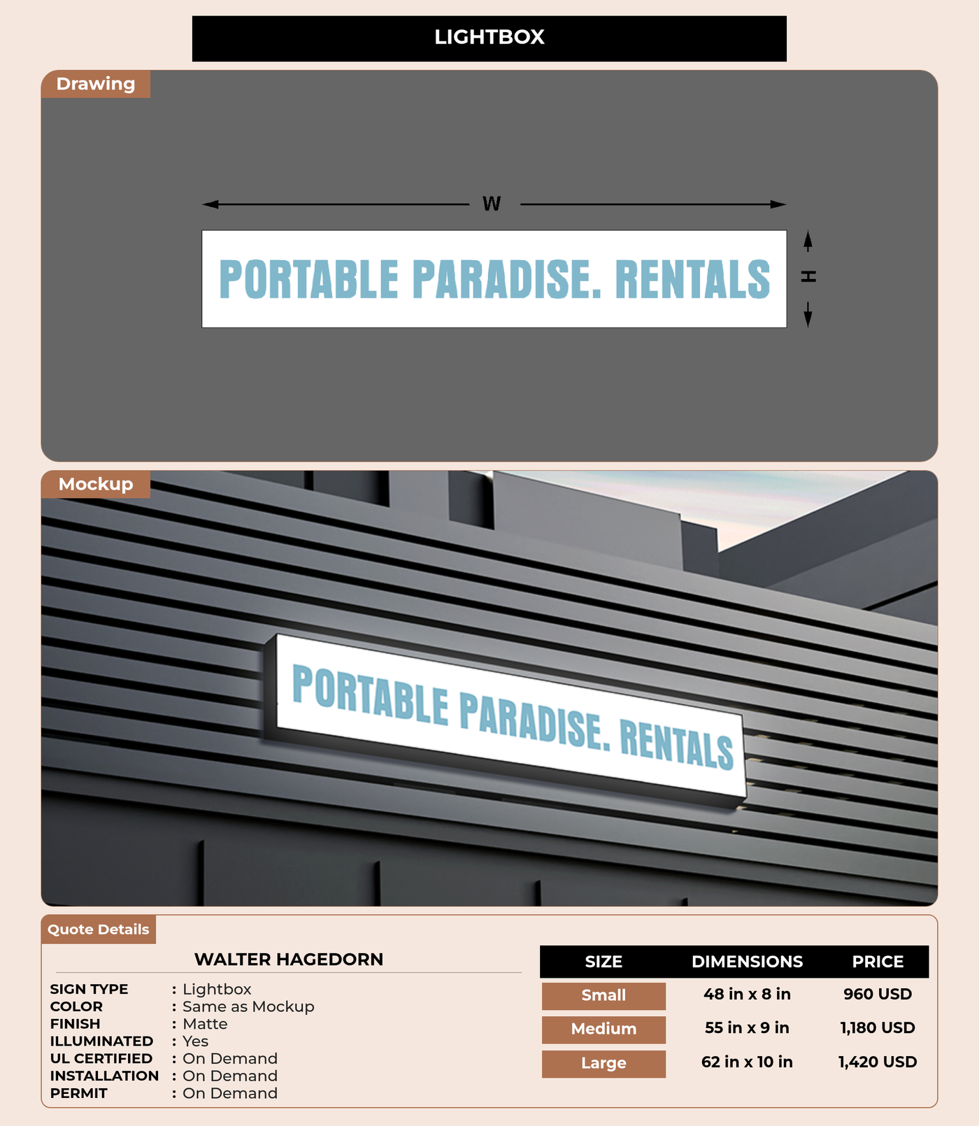 CUSTOM MOCKUP SIGN FOR Walter Hagedorn