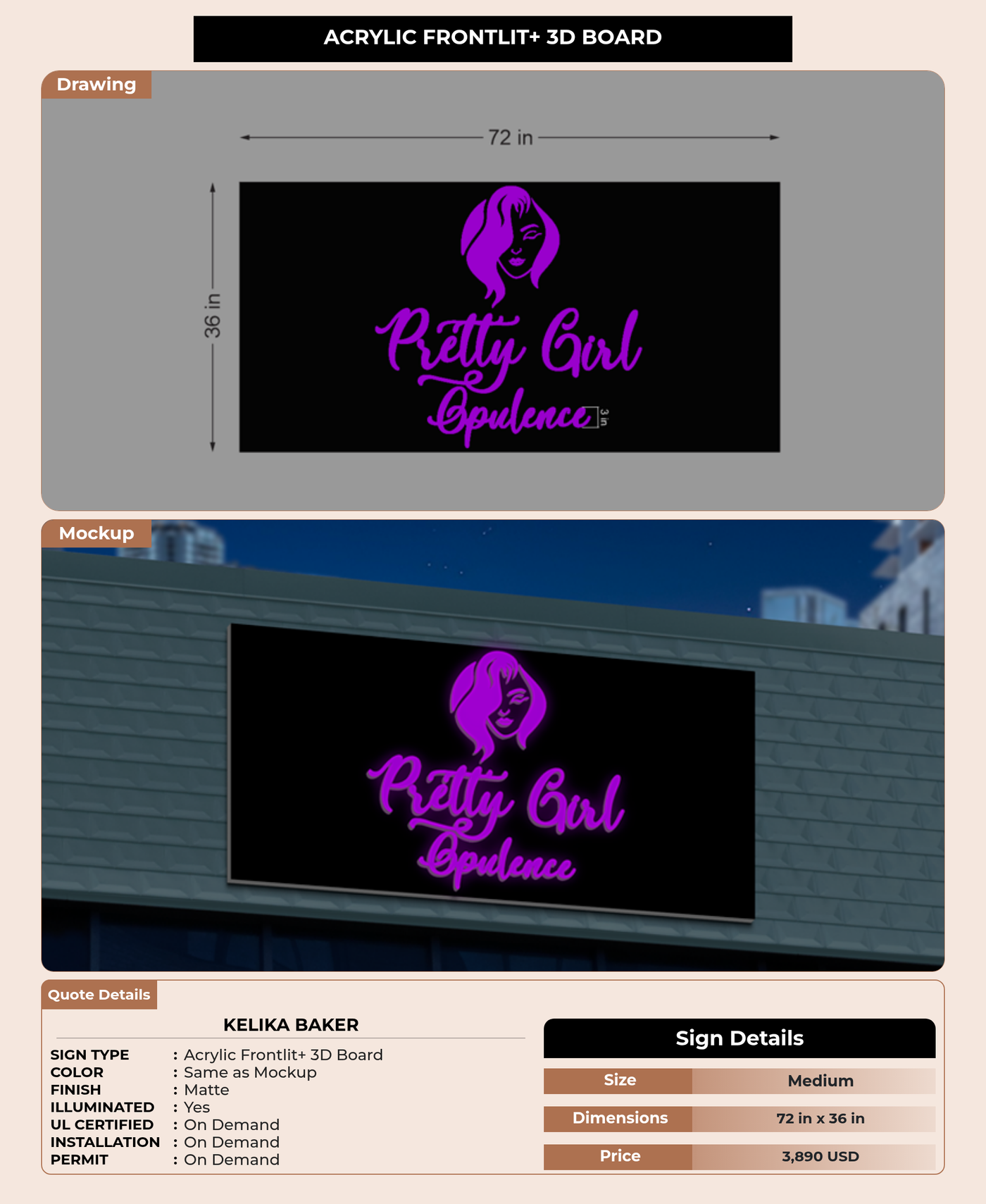 CUSTOM MOCKUP SIGN FOR Kelika Baker