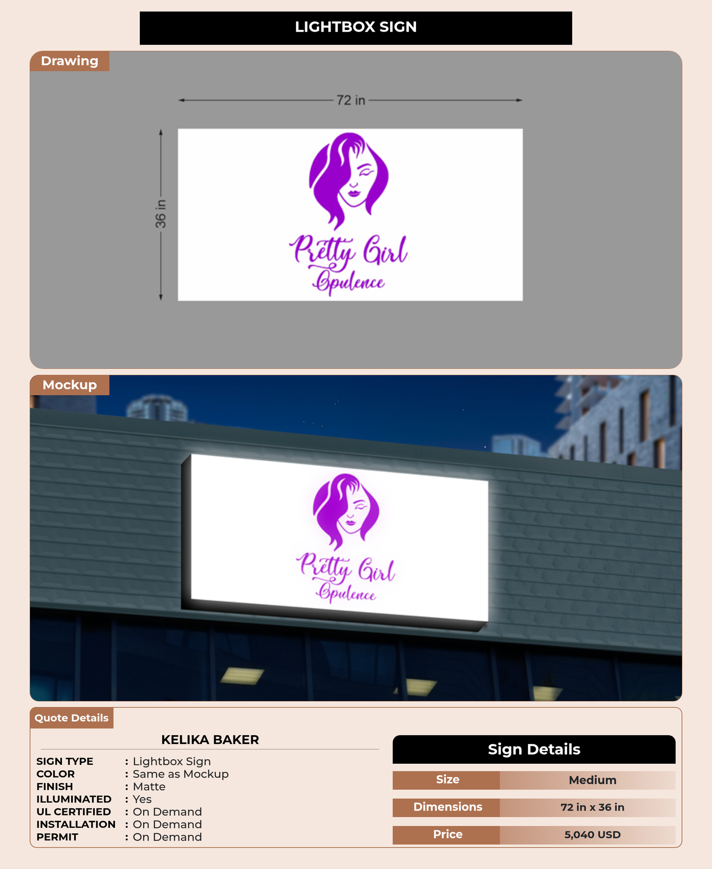 CUSTOM MOCKUP SIGN FOR Kelika Baker