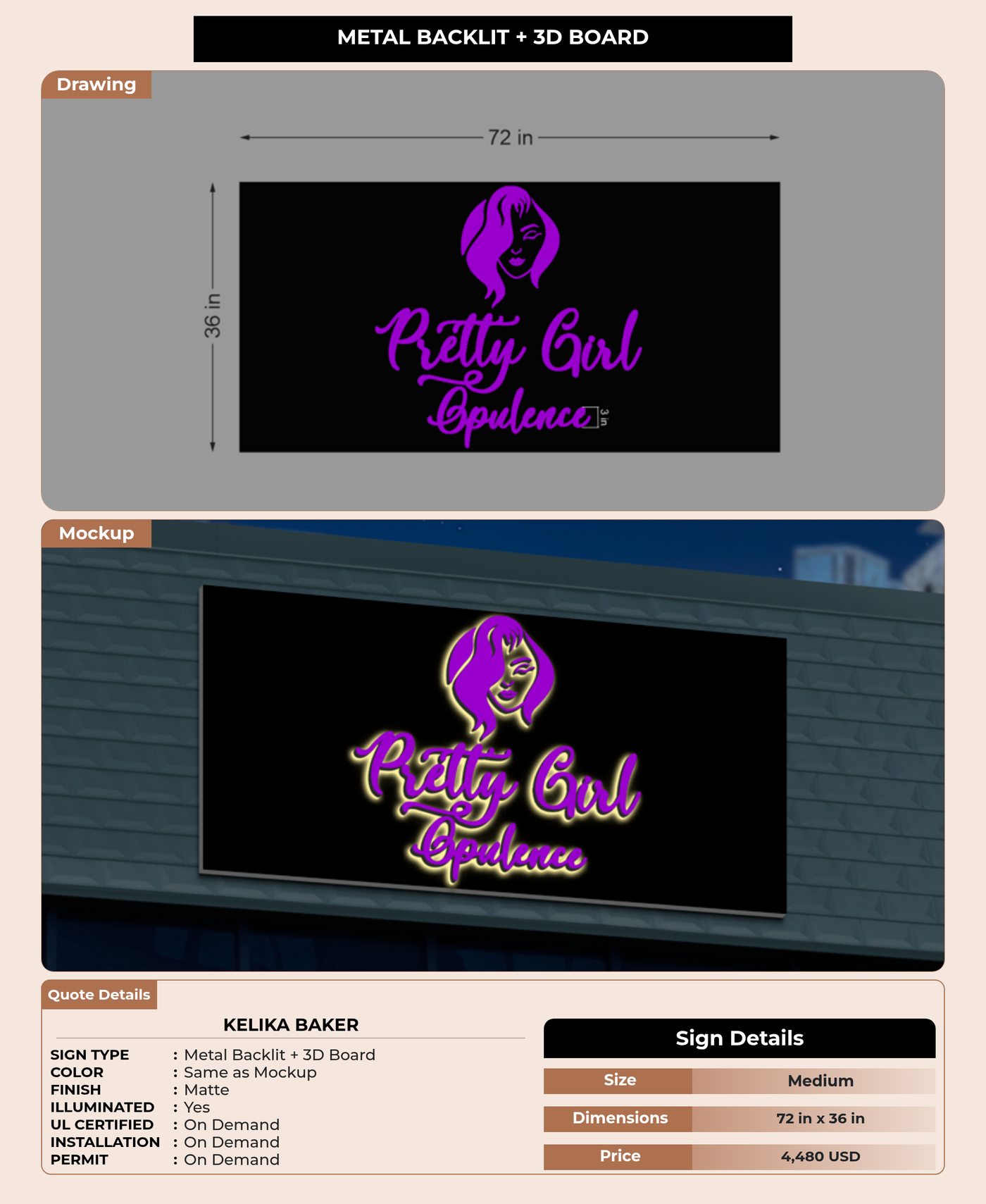 CUSTOM MOCKUP SIGN FOR Kelika Baker