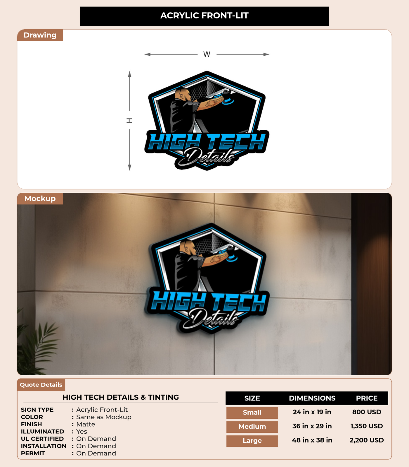 CUSTOM MOCKUP SIGN FOR High Tech Details & Tinting