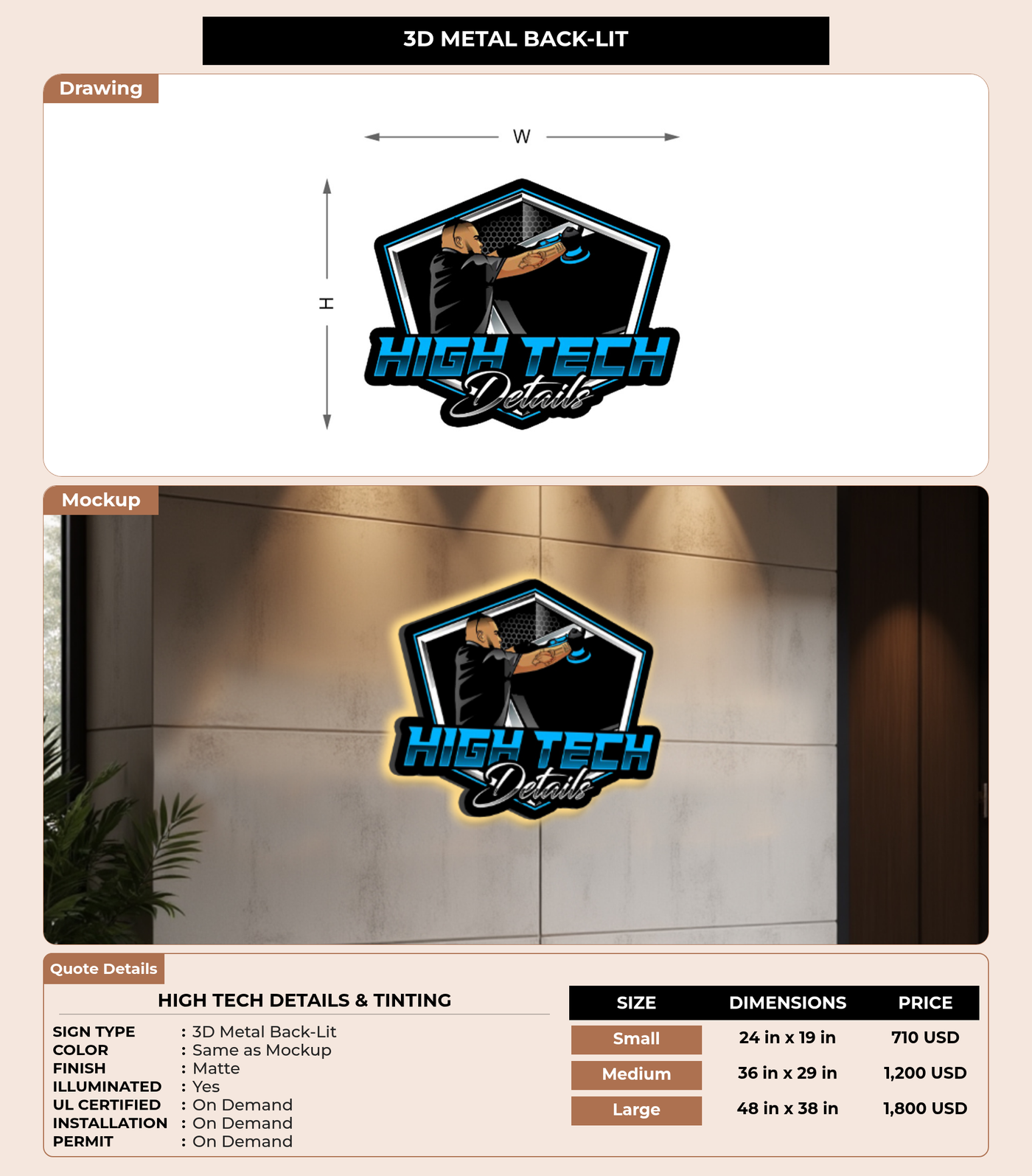CUSTOM MOCKUP SIGN FOR High Tech Details & Tinting