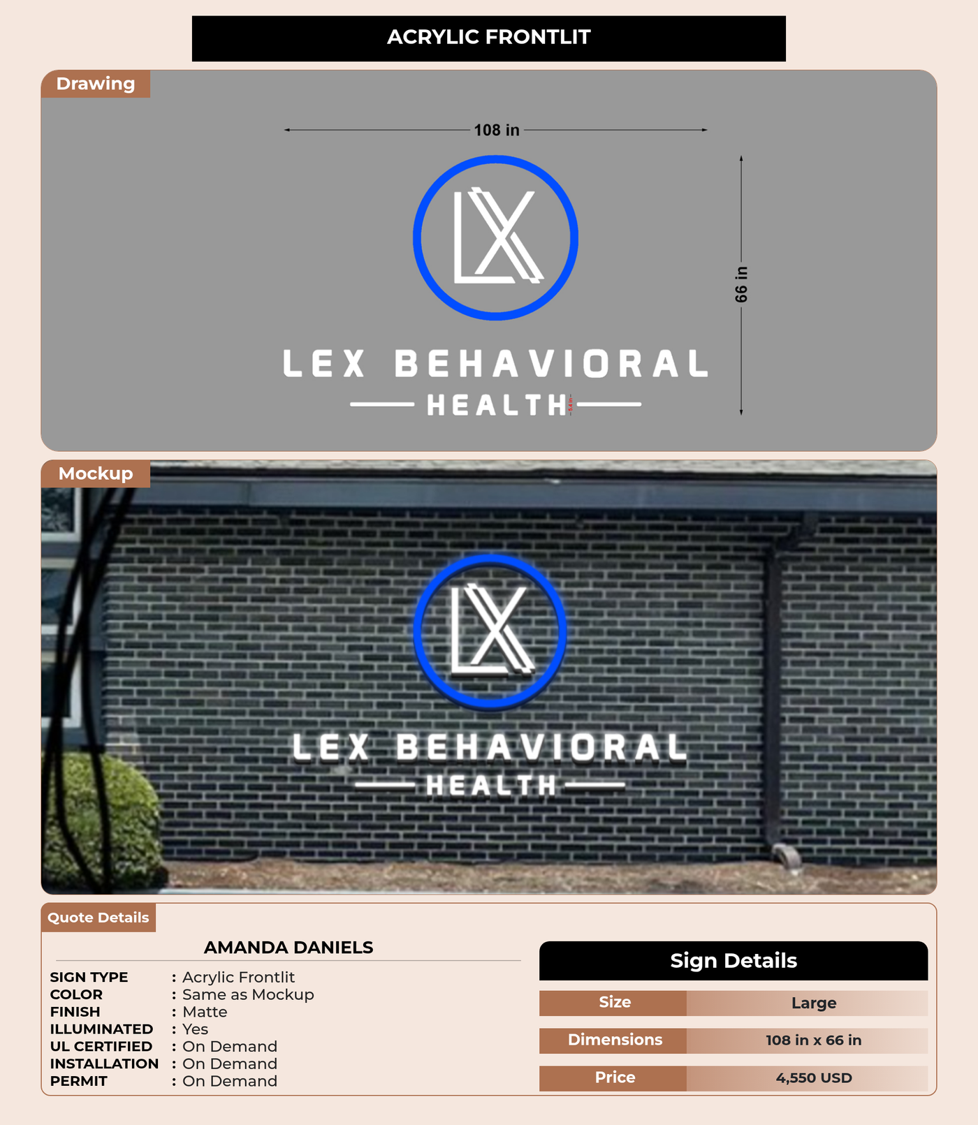 CUSTOM MOCKUP SIGN FOR Amanda Daniels