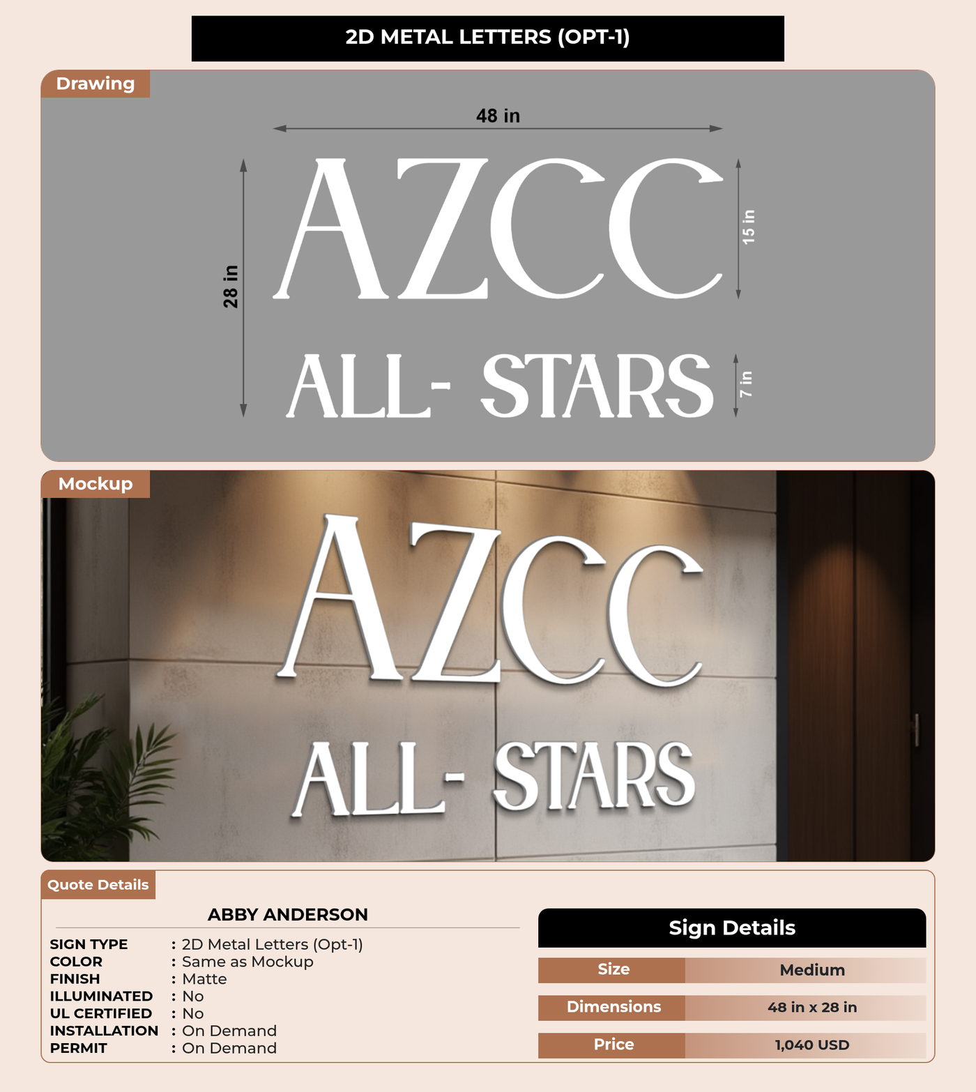 CUSTOM MOCKUP SIGN FOR Abby Anderson