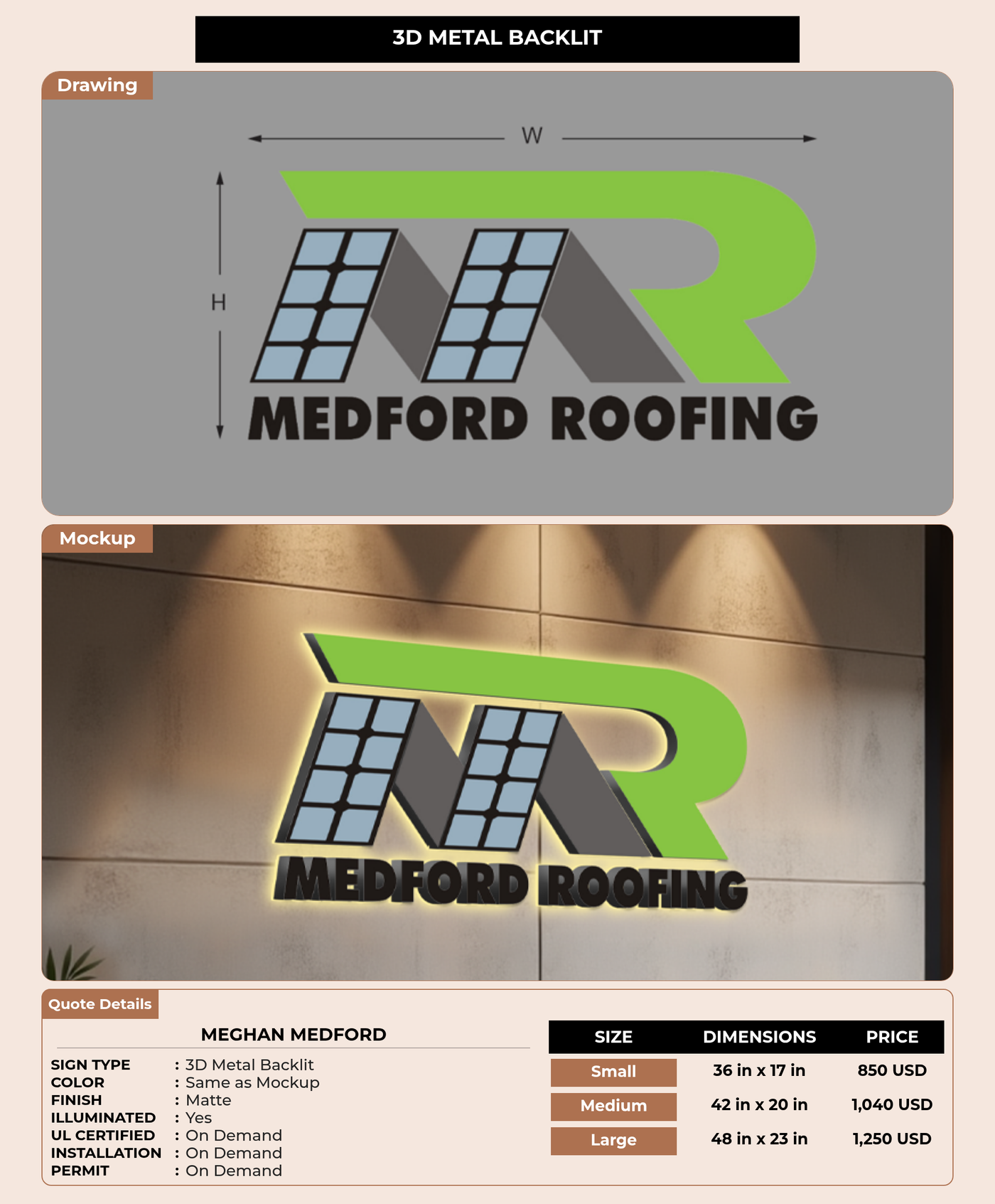 CUSTOM MOCKUP SIGN FOR Meghan Medford
