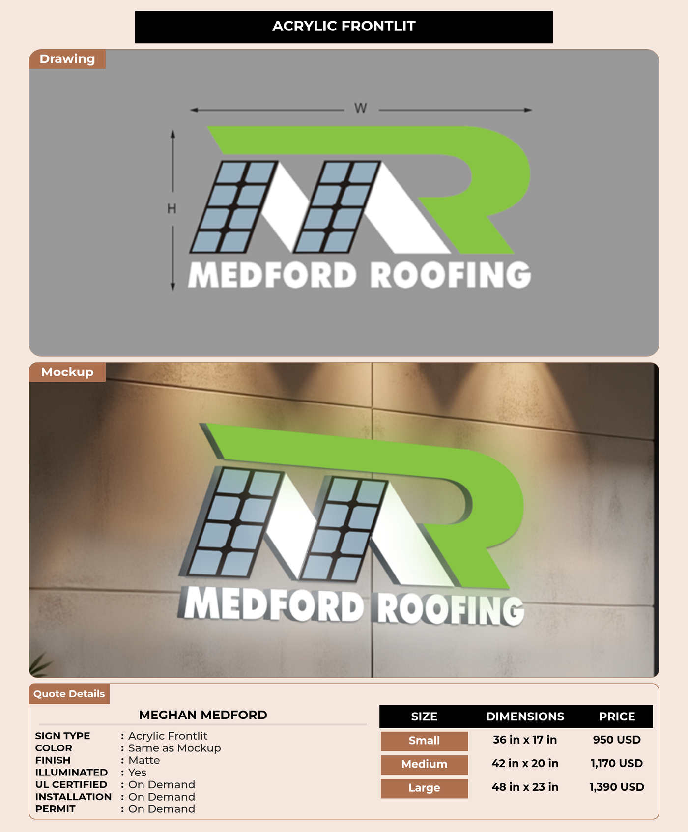CUSTOM MOCKUP SIGN FOR Meghan Medford