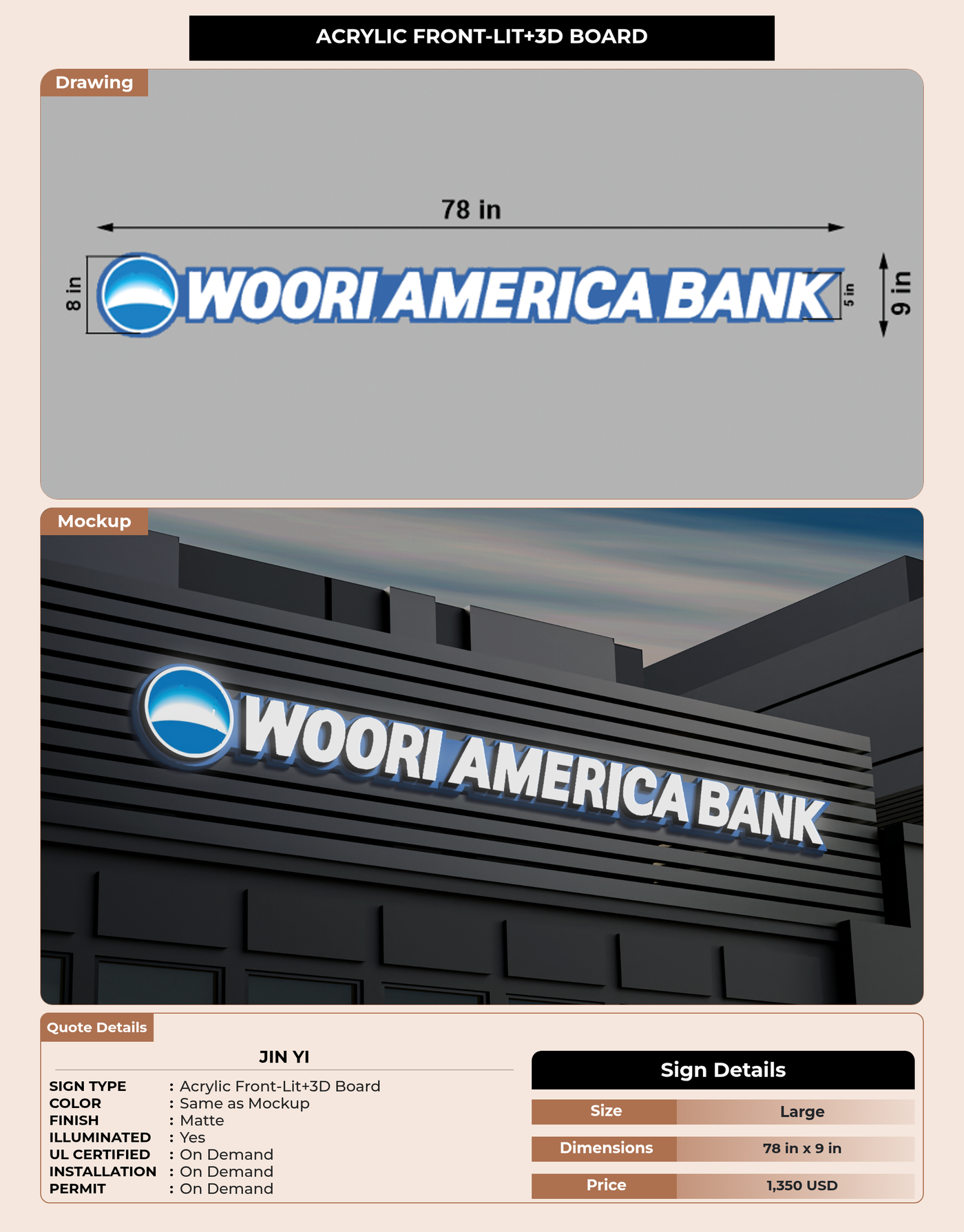 CUSTOM MOCKUP SIGN FOR Jin Yi
