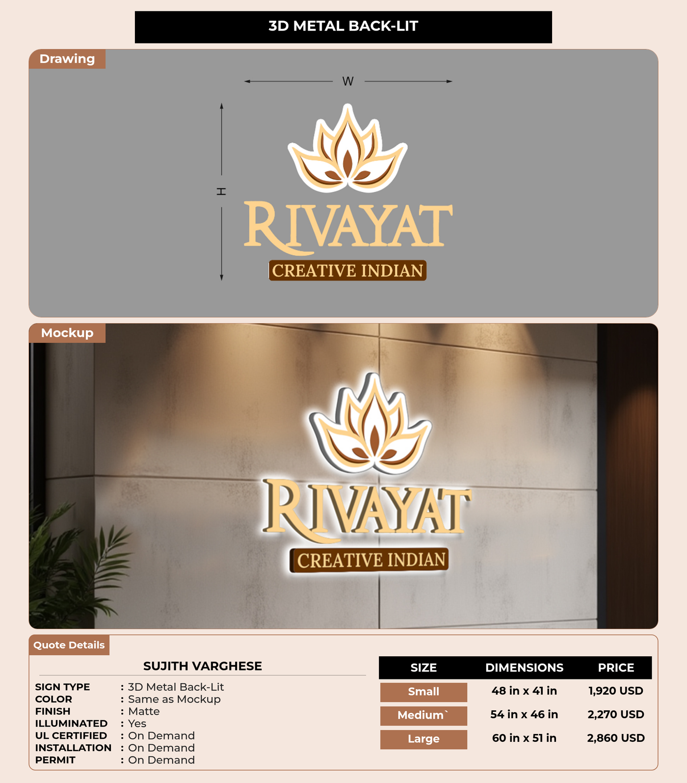 CUSTOM MOCKUP SIGN FOR Sujith  Varghese