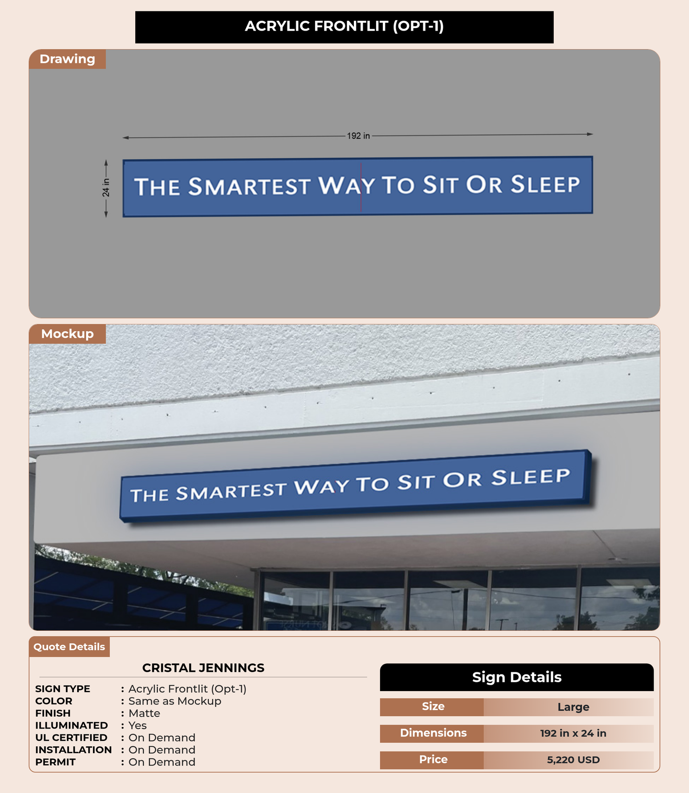 CUSTOM MOCKUP SIGN FOR Cristal Jennings