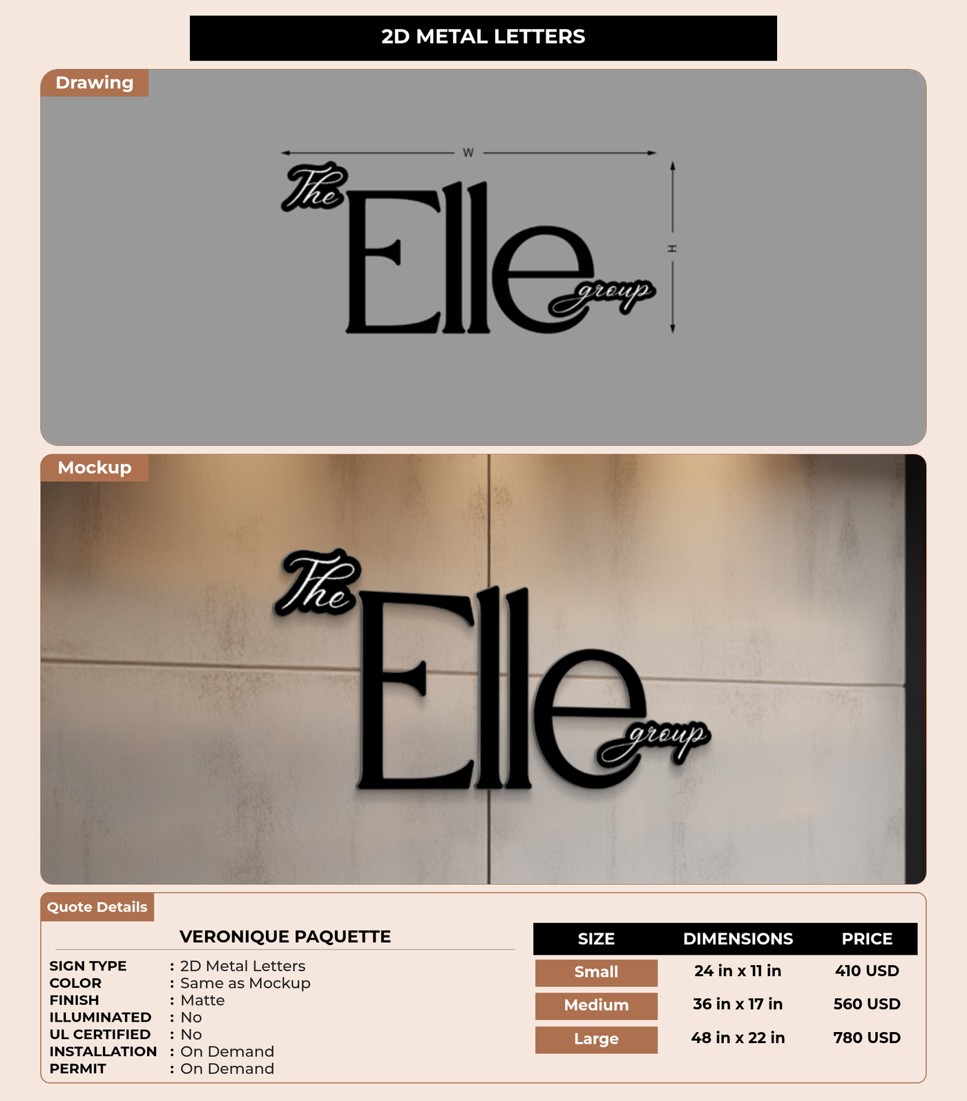 CUSTOM MOCKUP SIGN FOR Veronique Paquette
