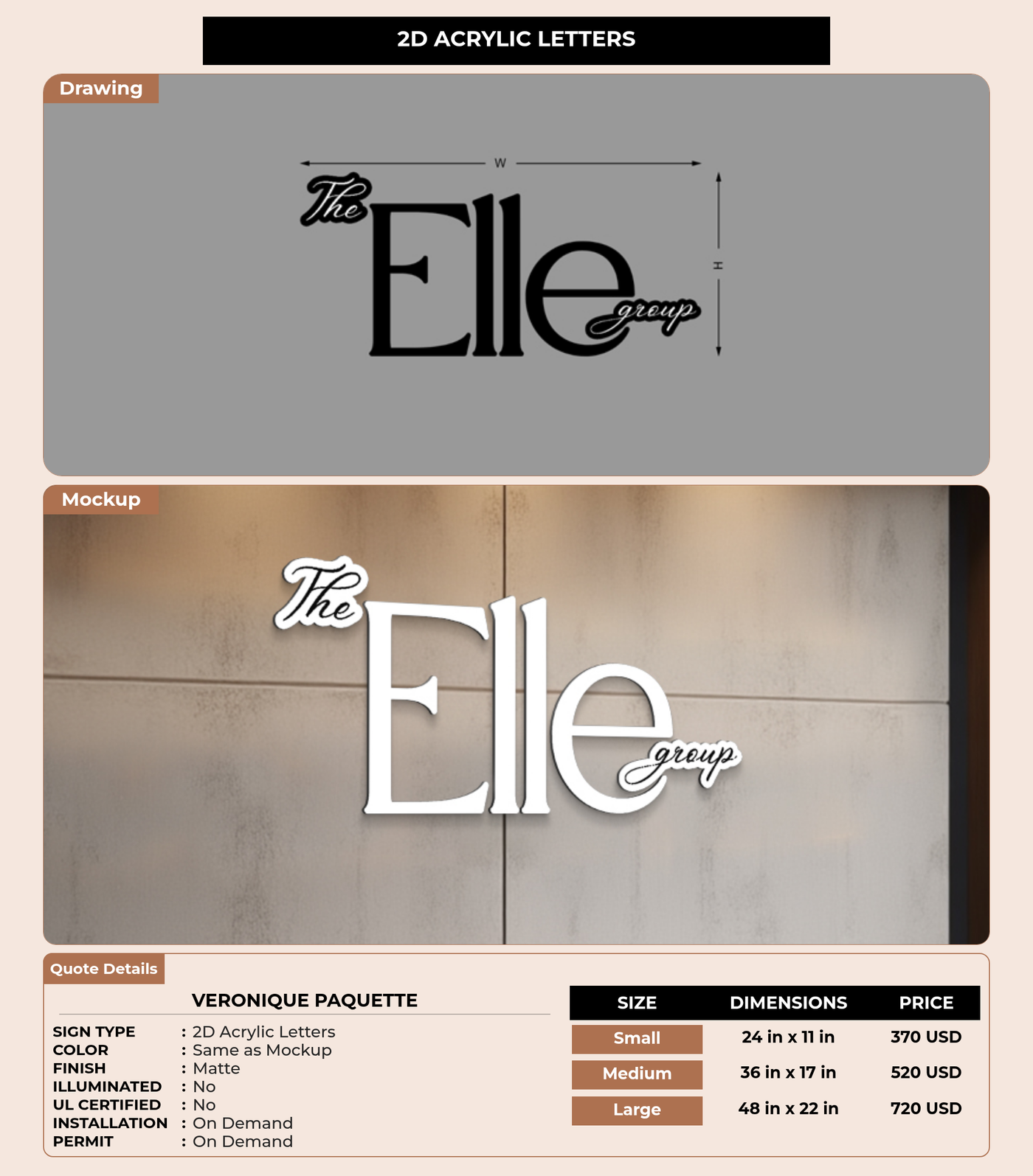 CUSTOM MOCKUP SIGN FOR Veronique Paquette
