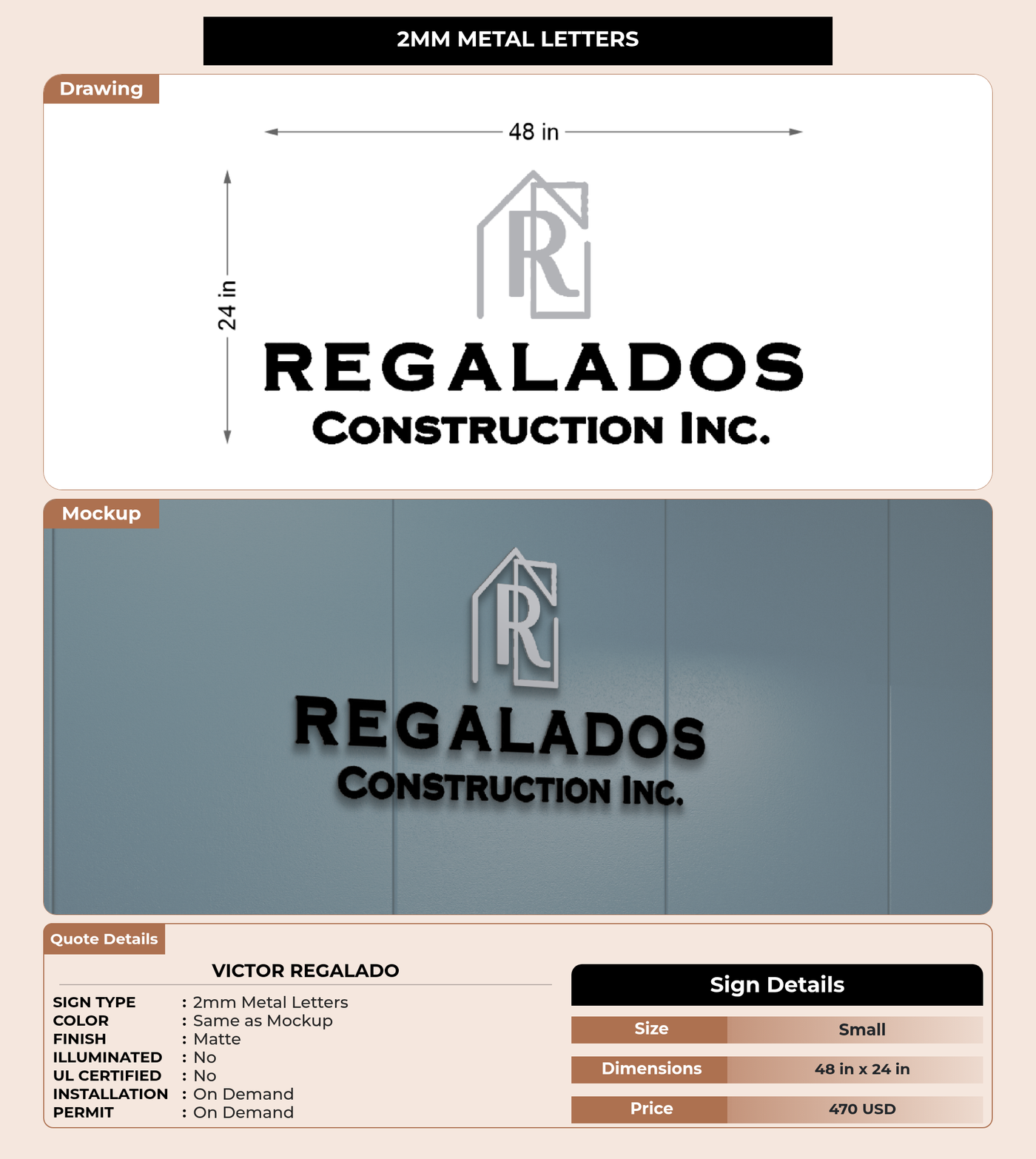 CUSTOM MOCKUP SIGN FOR Victor Regalado