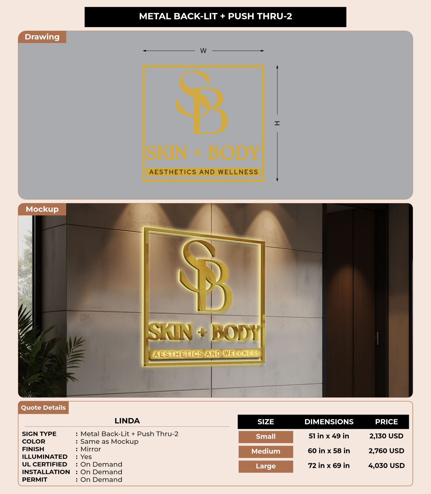 CUSTOM MOCKUP SIGN FOR Linda