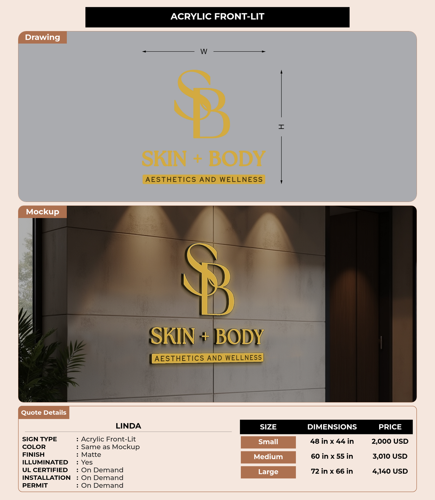 CUSTOM MOCKUP SIGN FOR Linda