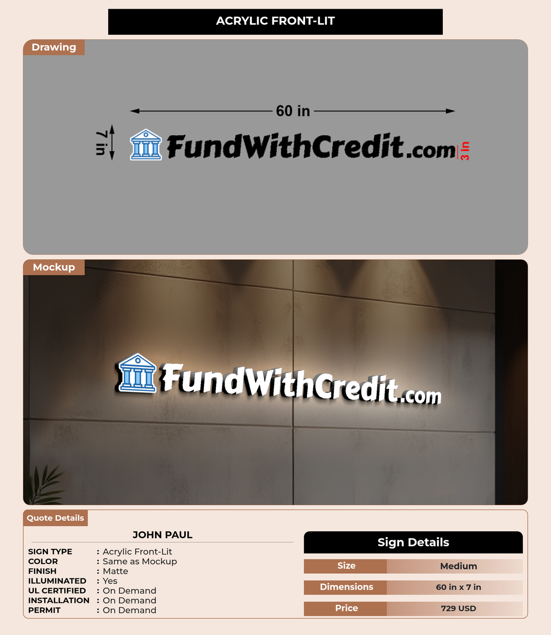 CUSTOM MOCKUP SIGN FOR John Paul