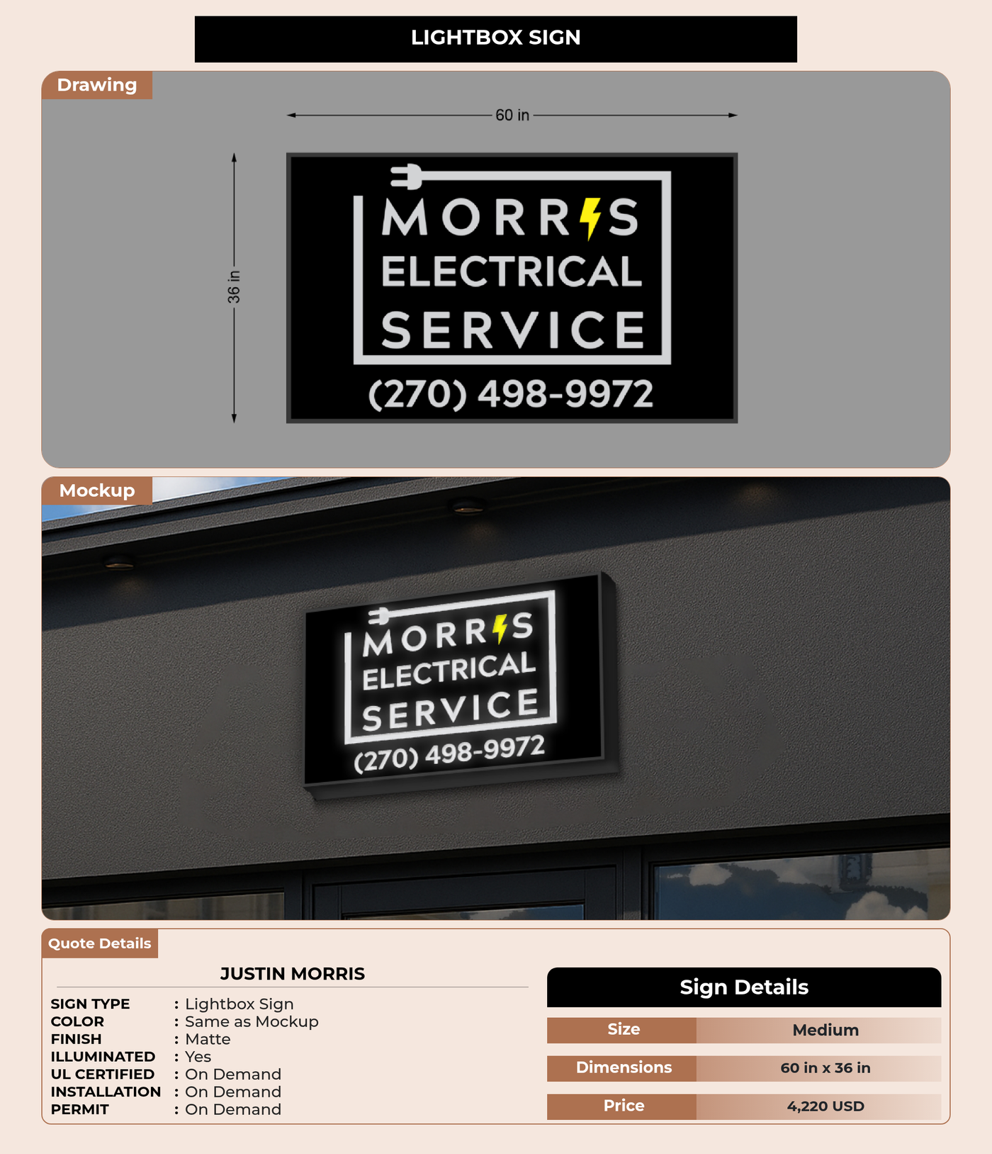 CUSTOM MOCKUP SIGN FOR Justin morris