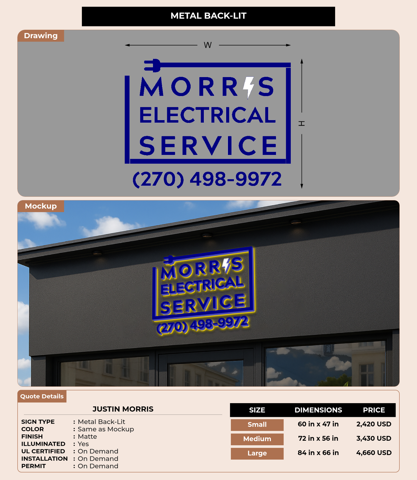 CUSTOM MOCKUP SIGN FOR Justin morris