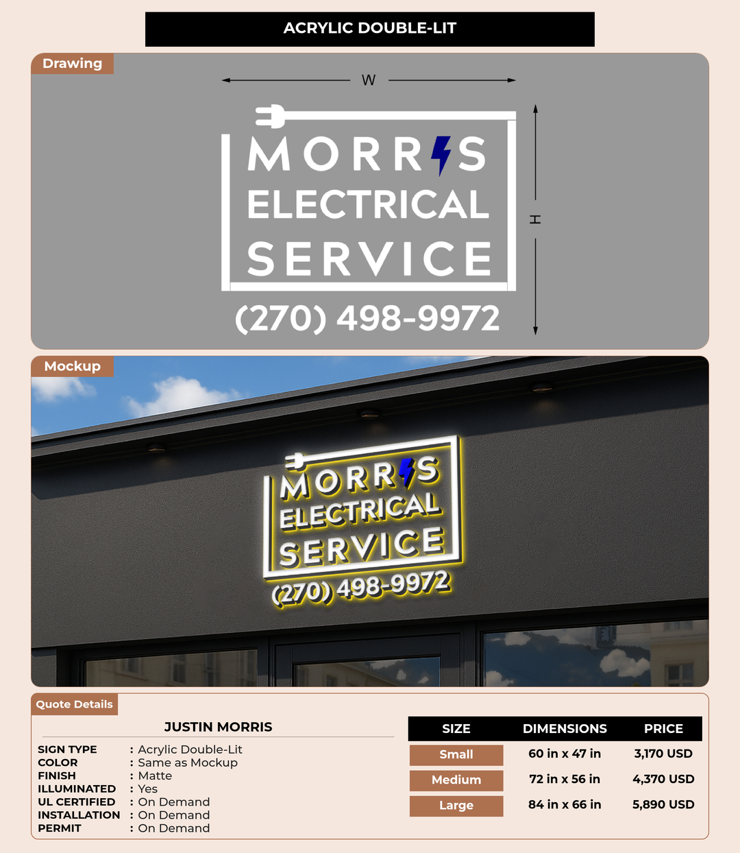 CUSTOM MOCKUP SIGN FOR Justin morris