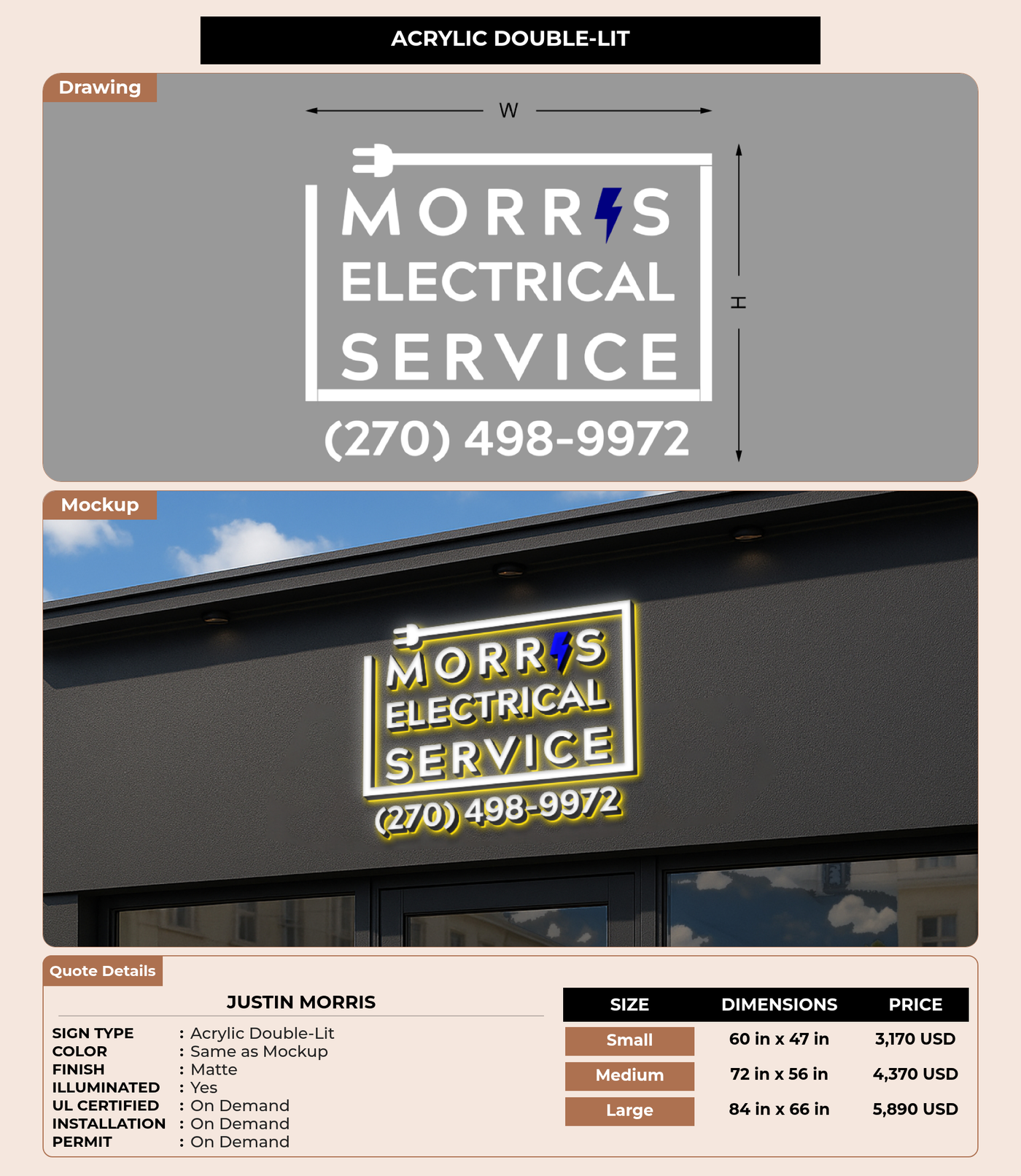 CUSTOM MOCKUP SIGN FOR Justin morris
