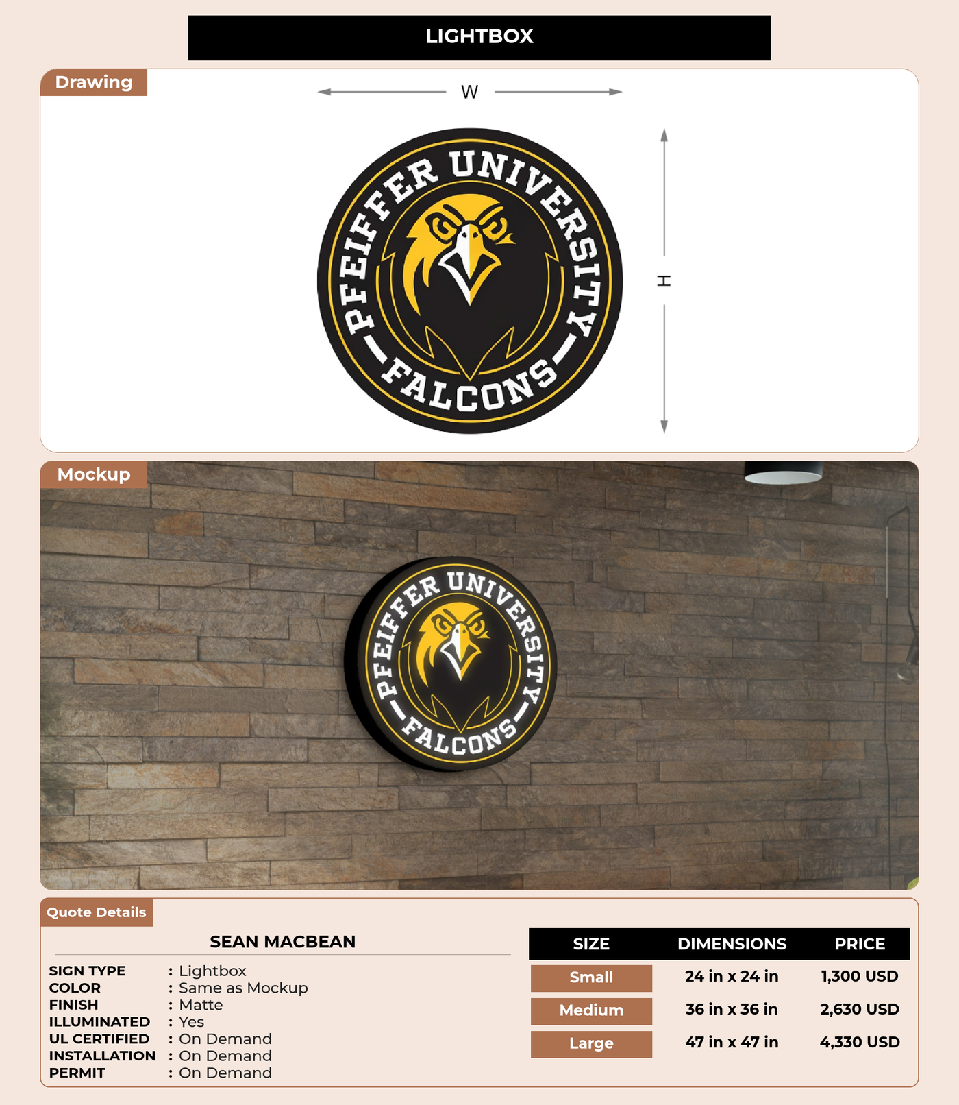 CUSTOM MOCKUP SIGN FOR Sean Macbean
