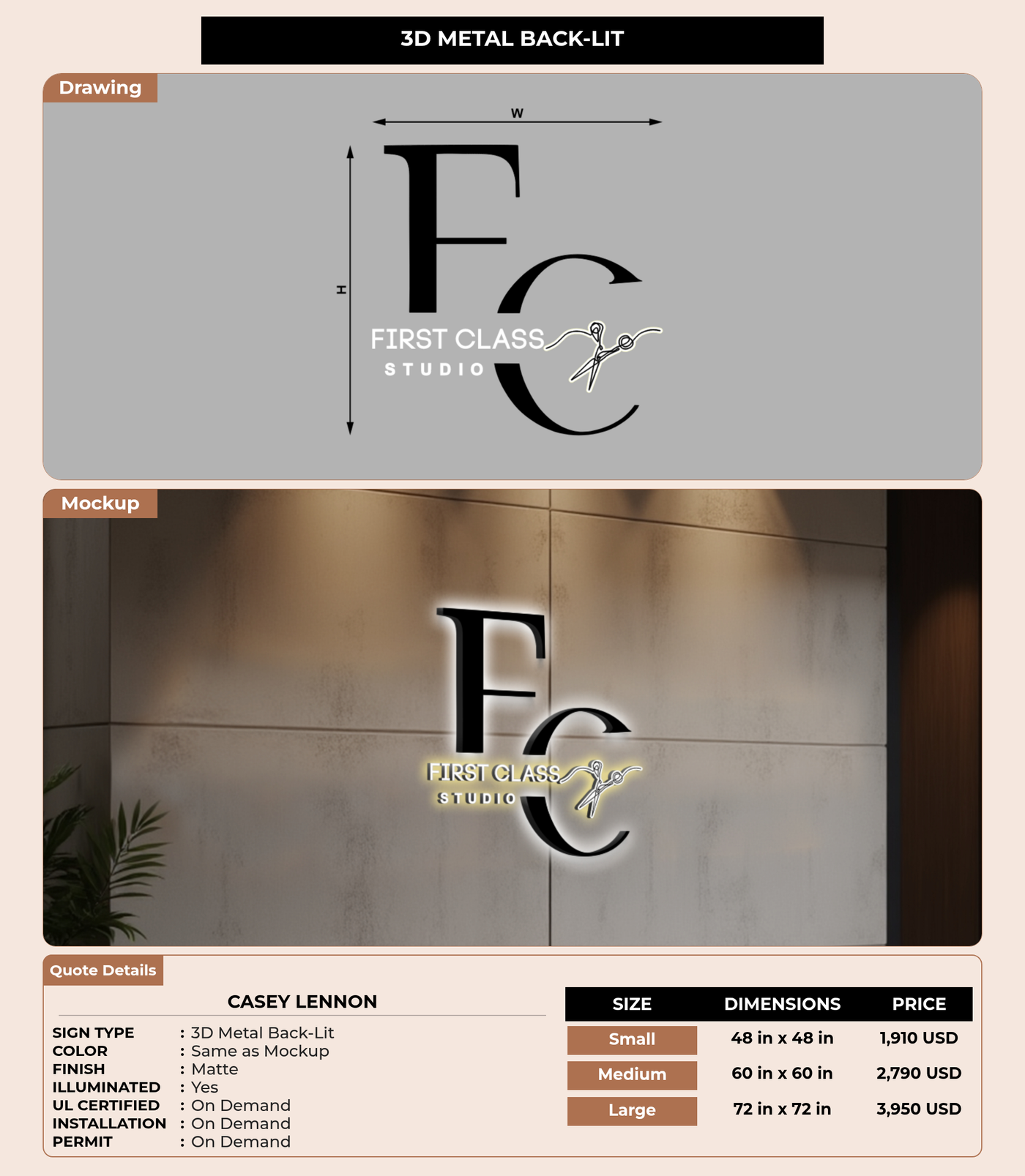 CUSTOM MOCKUP SIGN FOR Casey Lennon