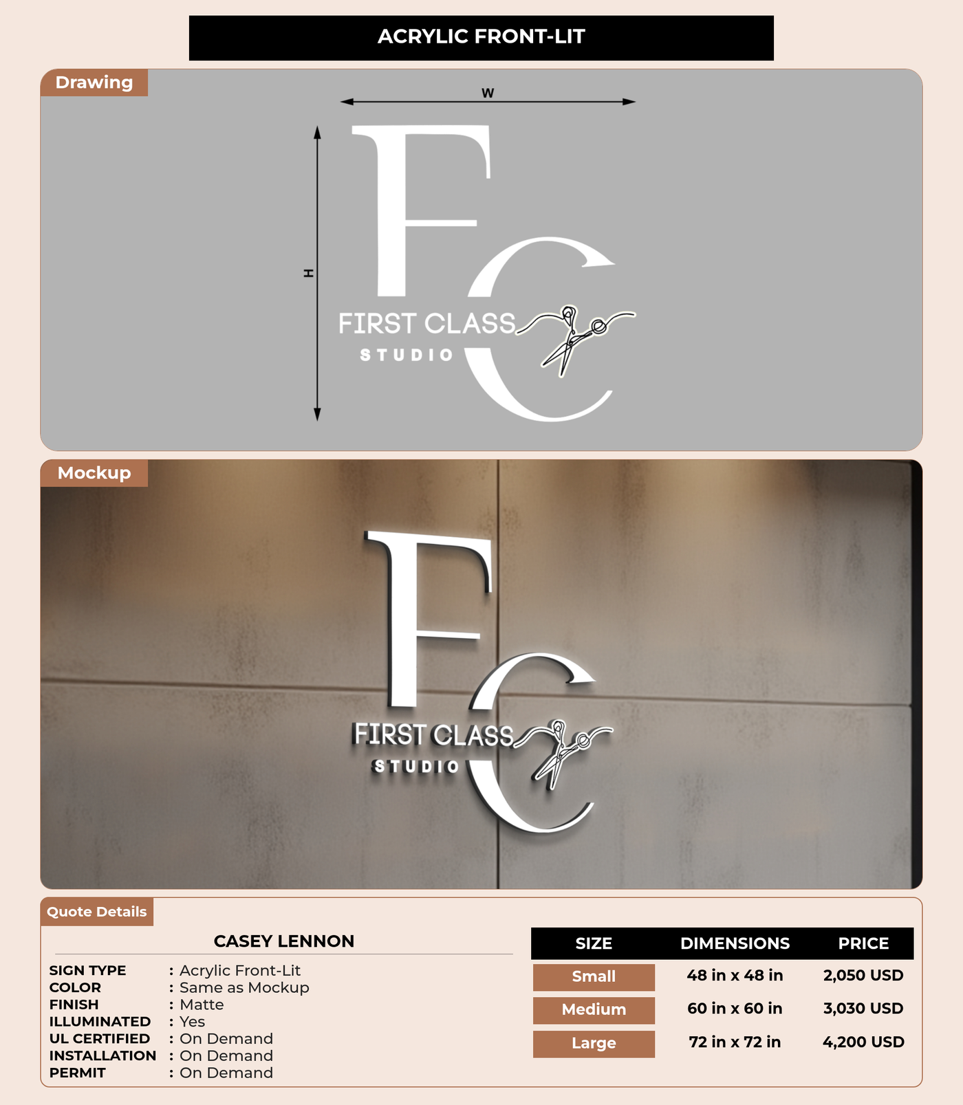 CUSTOM MOCKUP SIGN FOR Casey Lennon