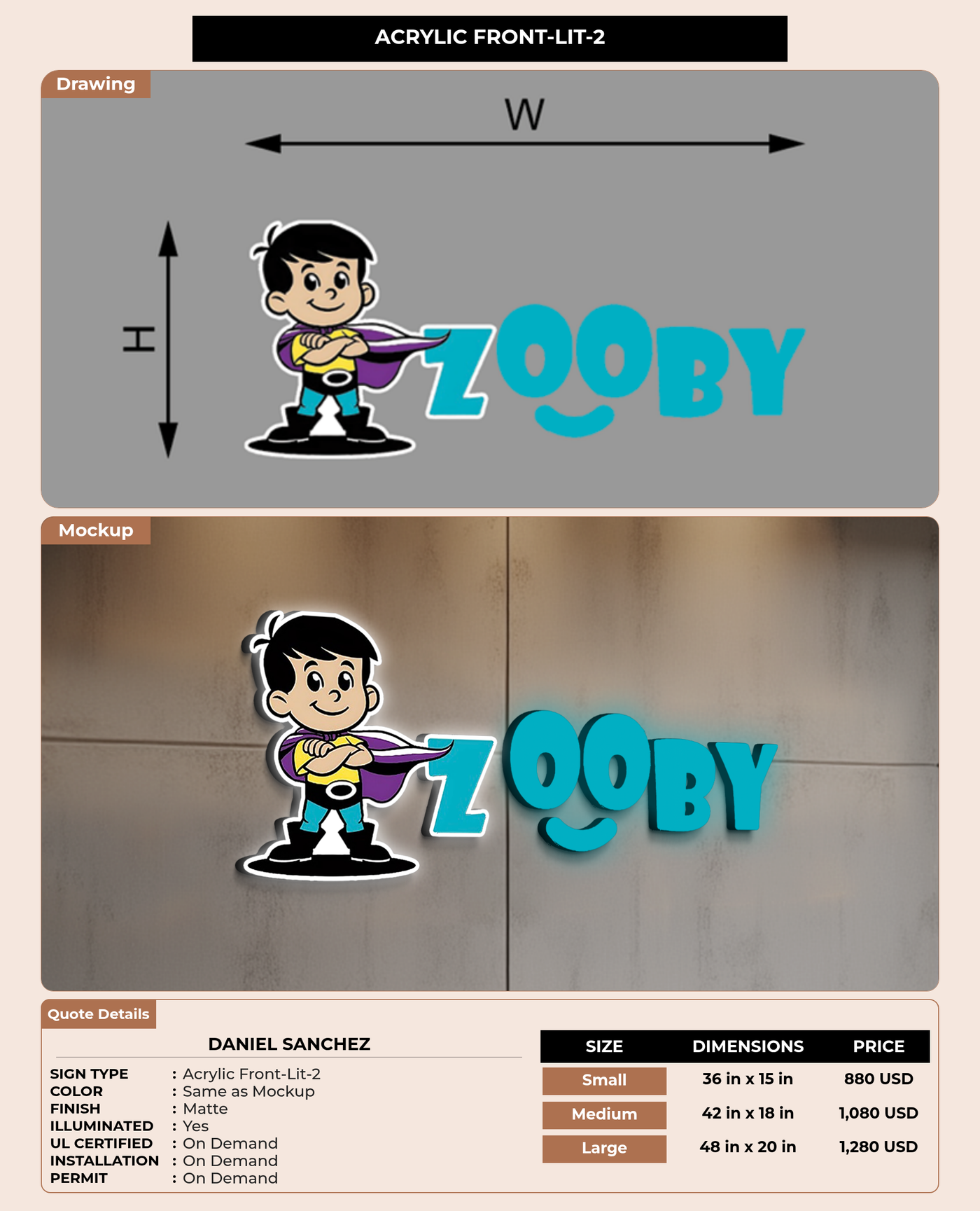 CUSTOM MOCKUP SIGN FOR Daniel Sanchez