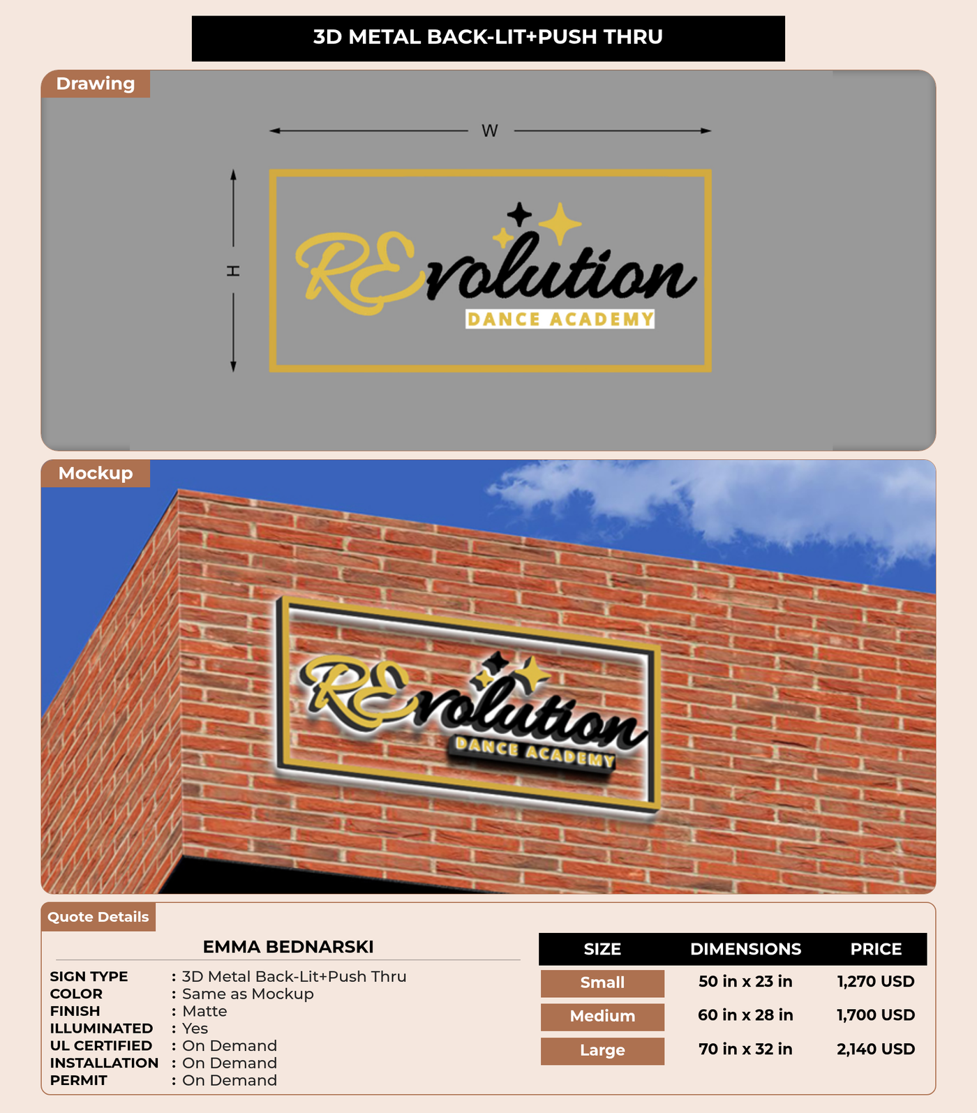 CUSTOM MOCKUP SIGN FOR Emma Bednarski