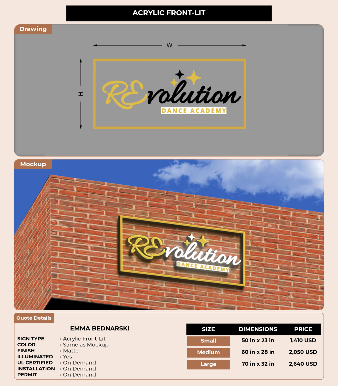 CUSTOM MOCKUP SIGN FOR Emma Bednarski
