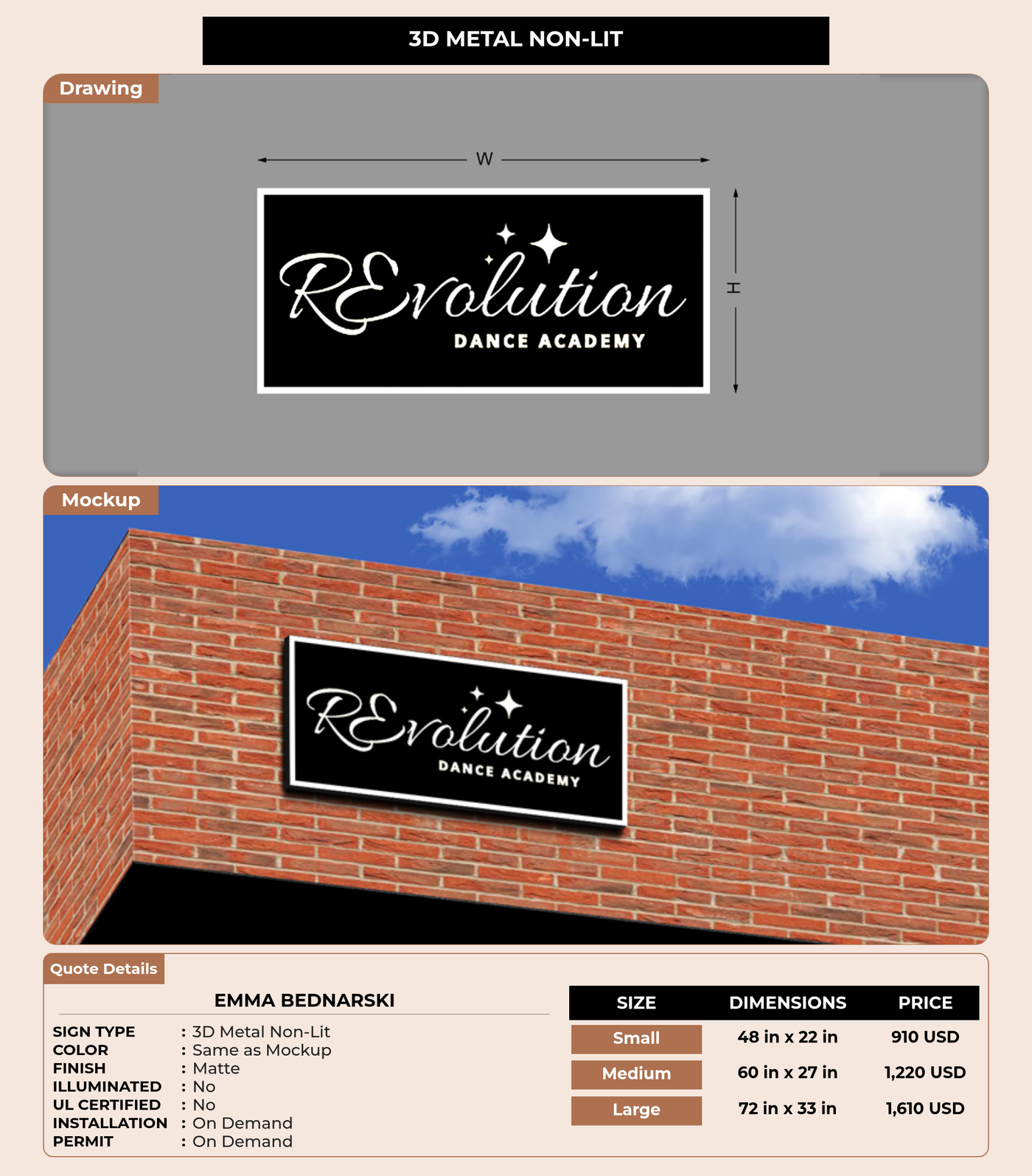 CUSTOM MOCKUP SIGN FOR Emma Bednarski