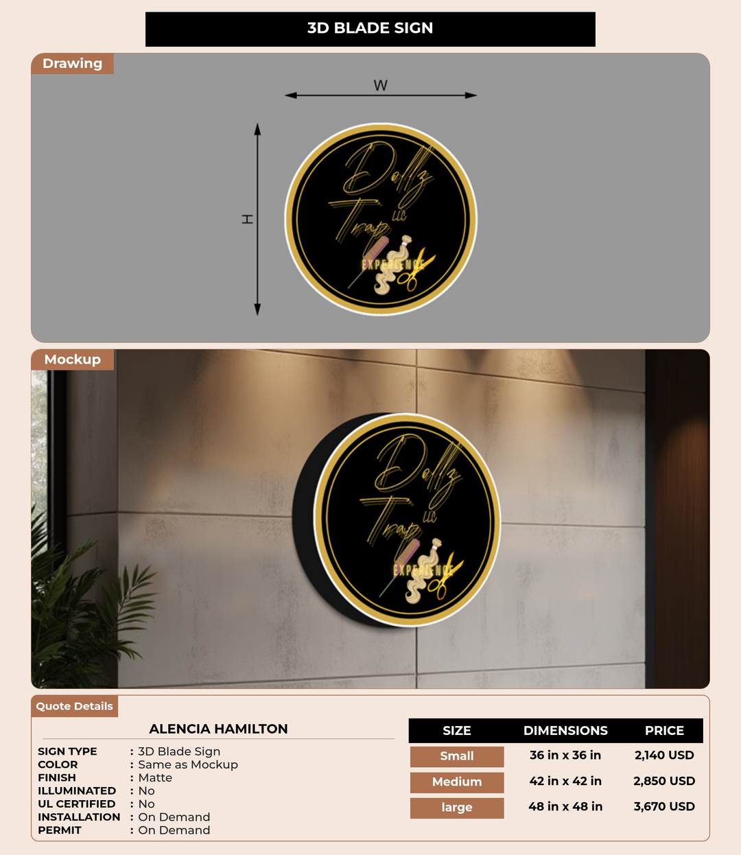CUSTOM MOCKUP SIGN FOR Alencia Hamilton