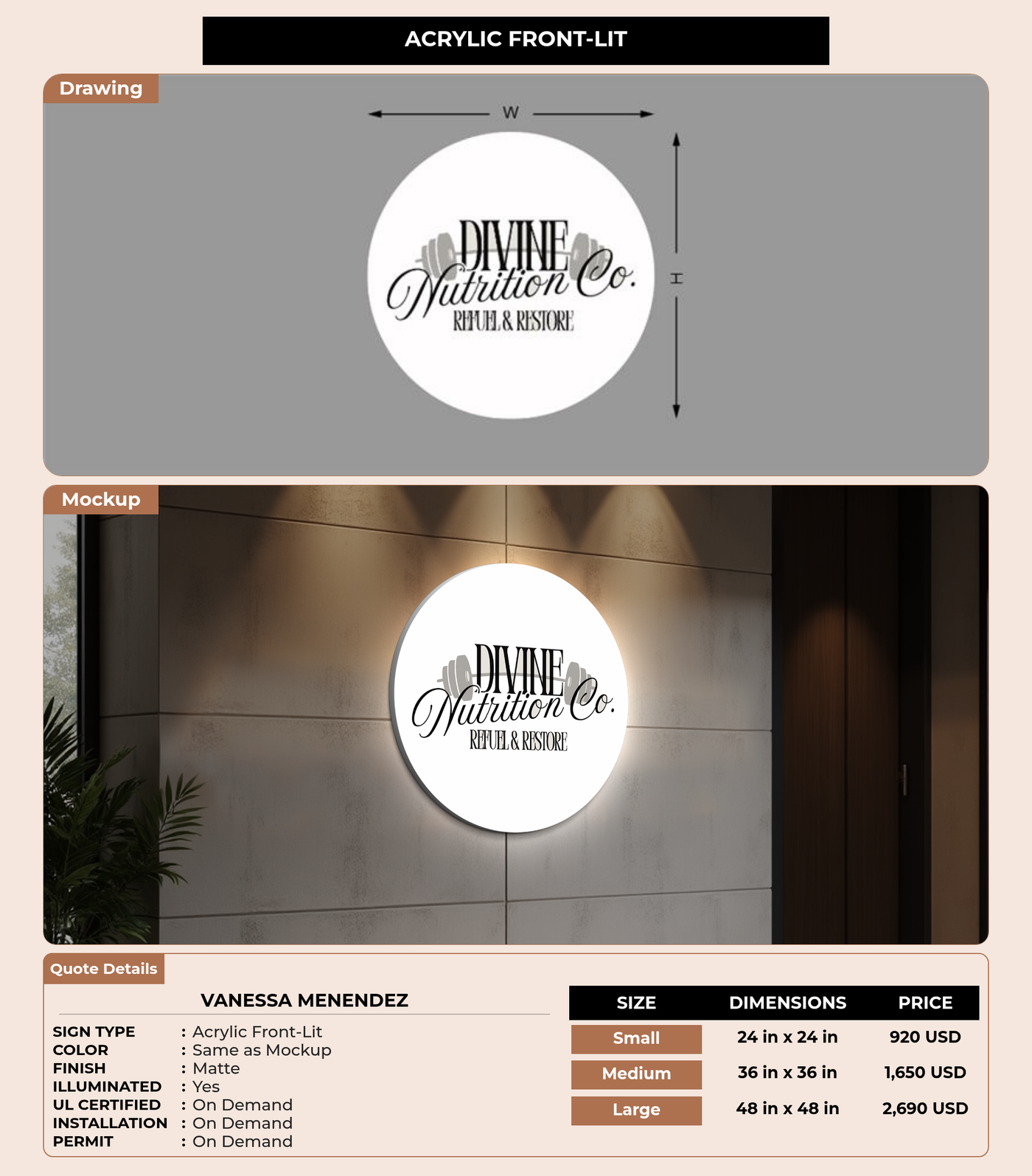 CUSTOM MOCKUP SIGN FOR Vanessa Menendez