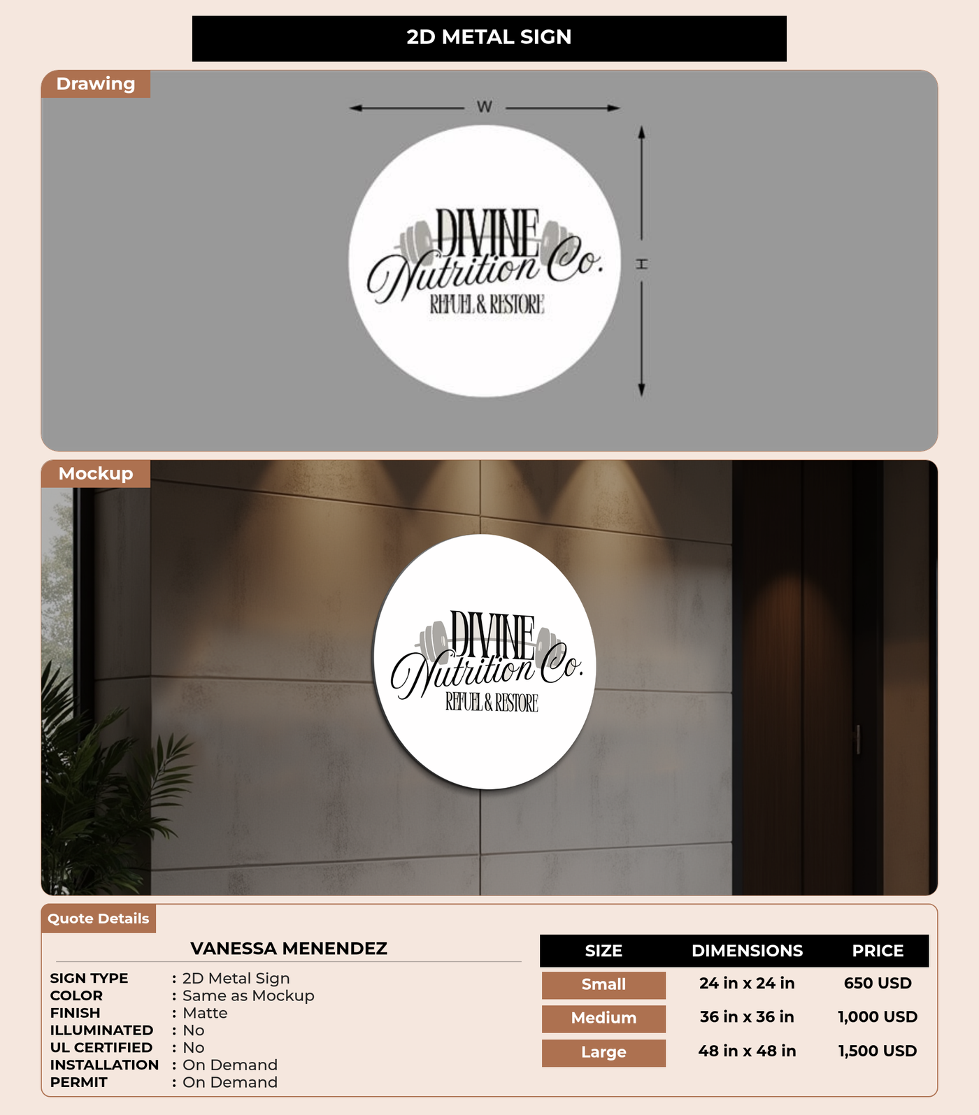 CUSTOM MOCKUP SIGN FOR Vanessa Menendez