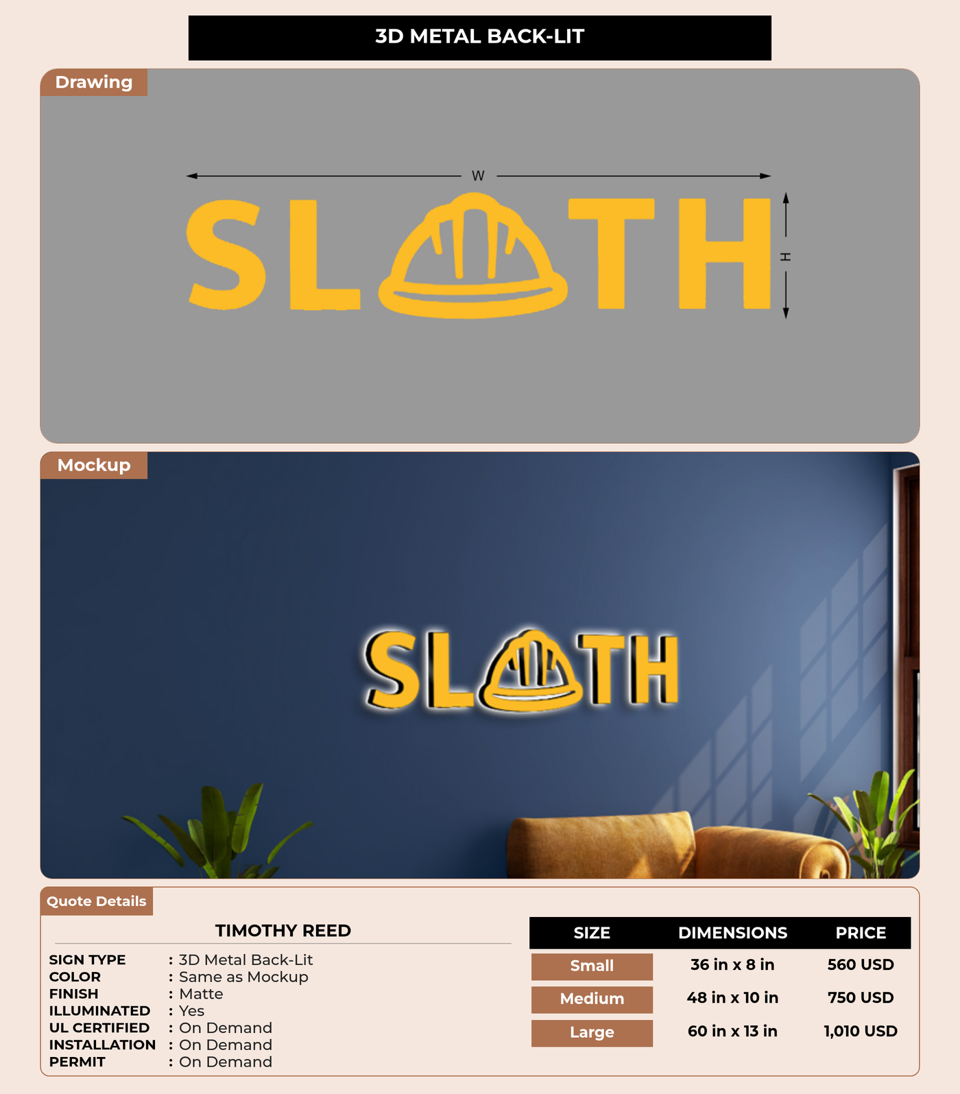 CUSTOM MOCKUP SIGN FOR Timothy Reed