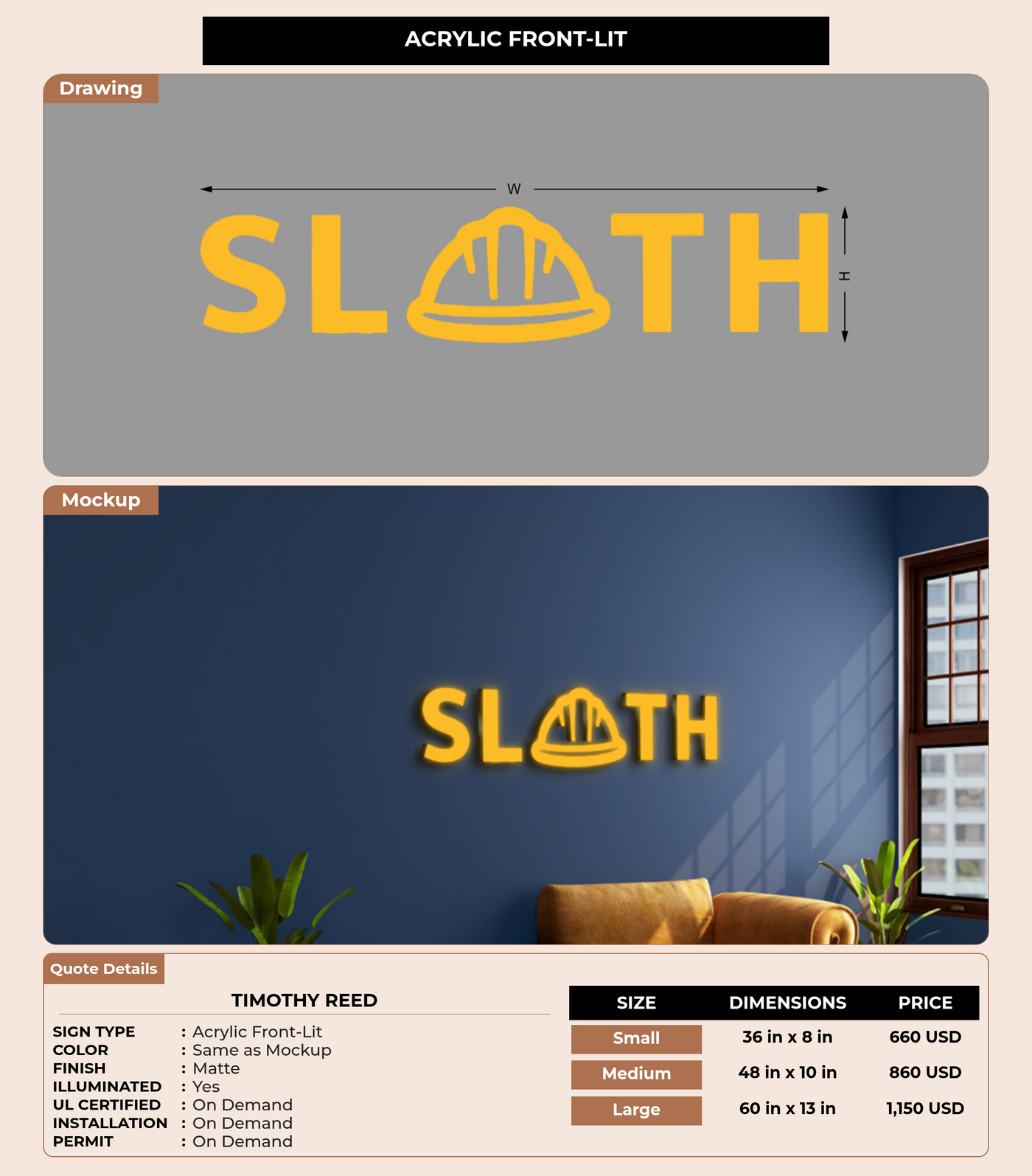 CUSTOM MOCKUP SIGN FOR Timothy Reed