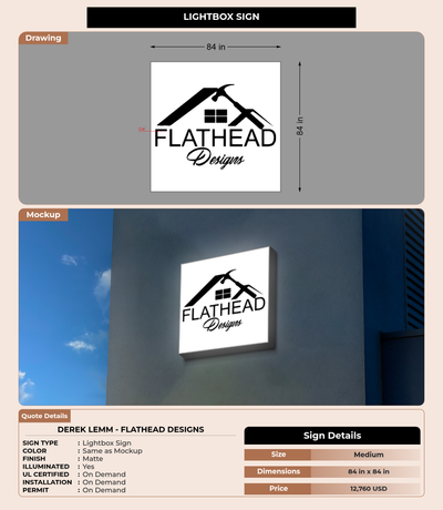 CUSTOM MOCKUP SIGN FOR Derek Lemm - Flathead Designs