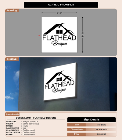 CUSTOM MOCKUP SIGN FOR Derek Lemm - Flathead Designs